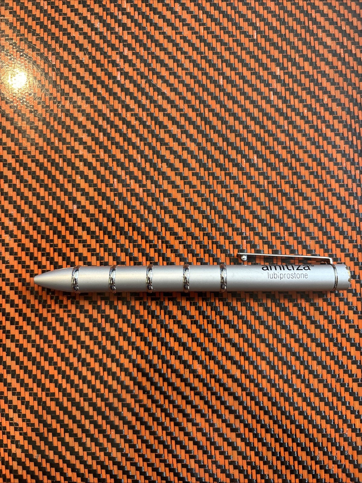 Pharmaceutical Amitiza Heavy Metal Pen Brushed Silver Drug Rep Promo