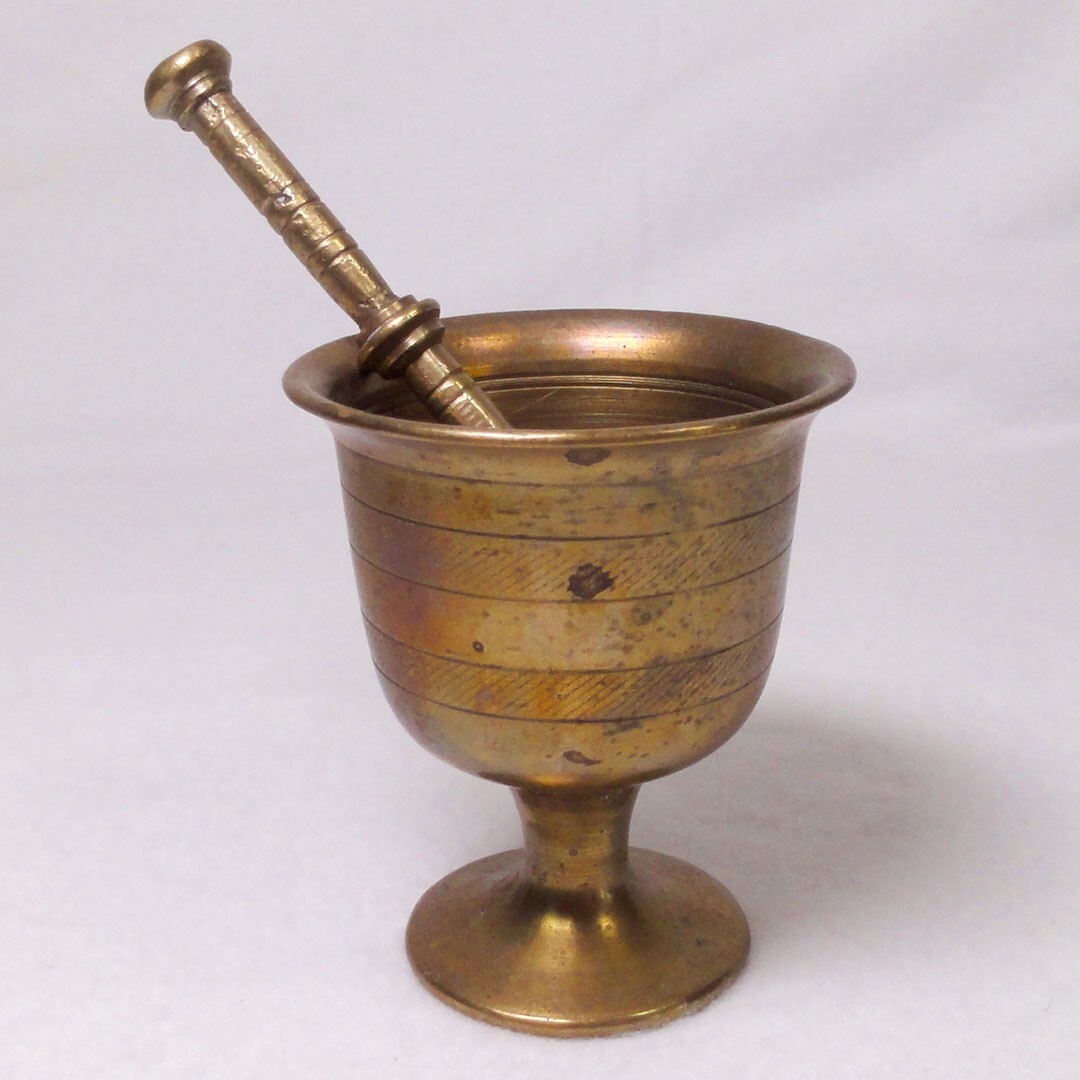 Vintage Small Brass Mortar and Pestle Set, Apothecary Pharmacy Wicca