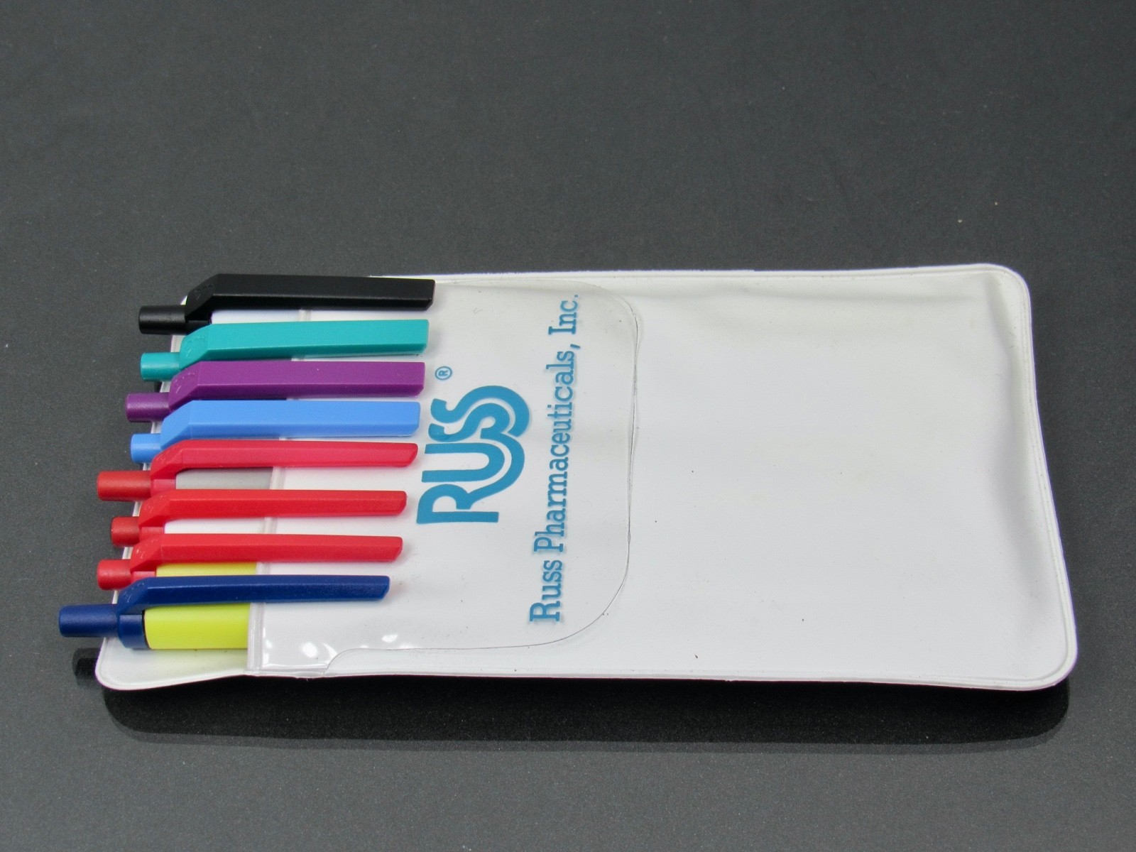Russ Pharmaceuticals Vintage Pocket Protector + BIC PENS Drug Rep Advertising