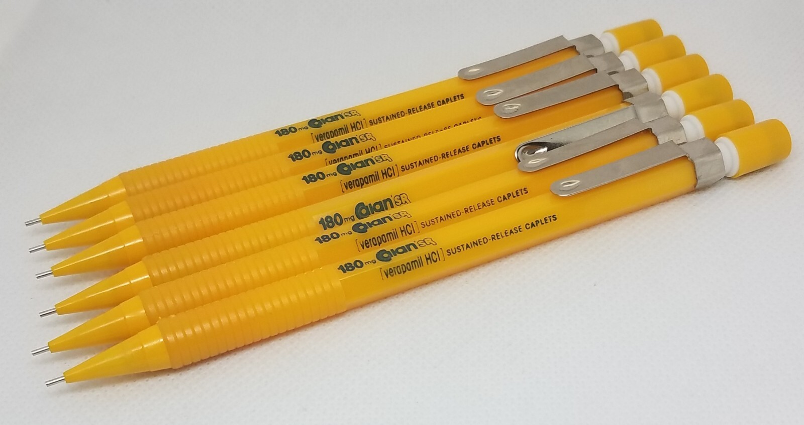 (6) 0.5mm Mechanical Pencil Lot 180mg Calan SR Verapamil HCI Pharma Drug Rep