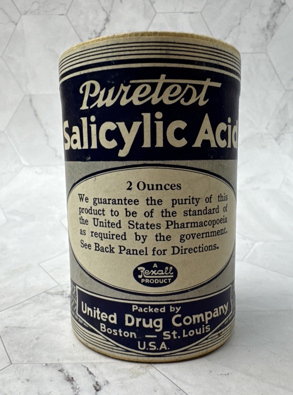 Vintage Puretest Salicylic Acid Powder United Drug Company Rexall NEW Old Stock