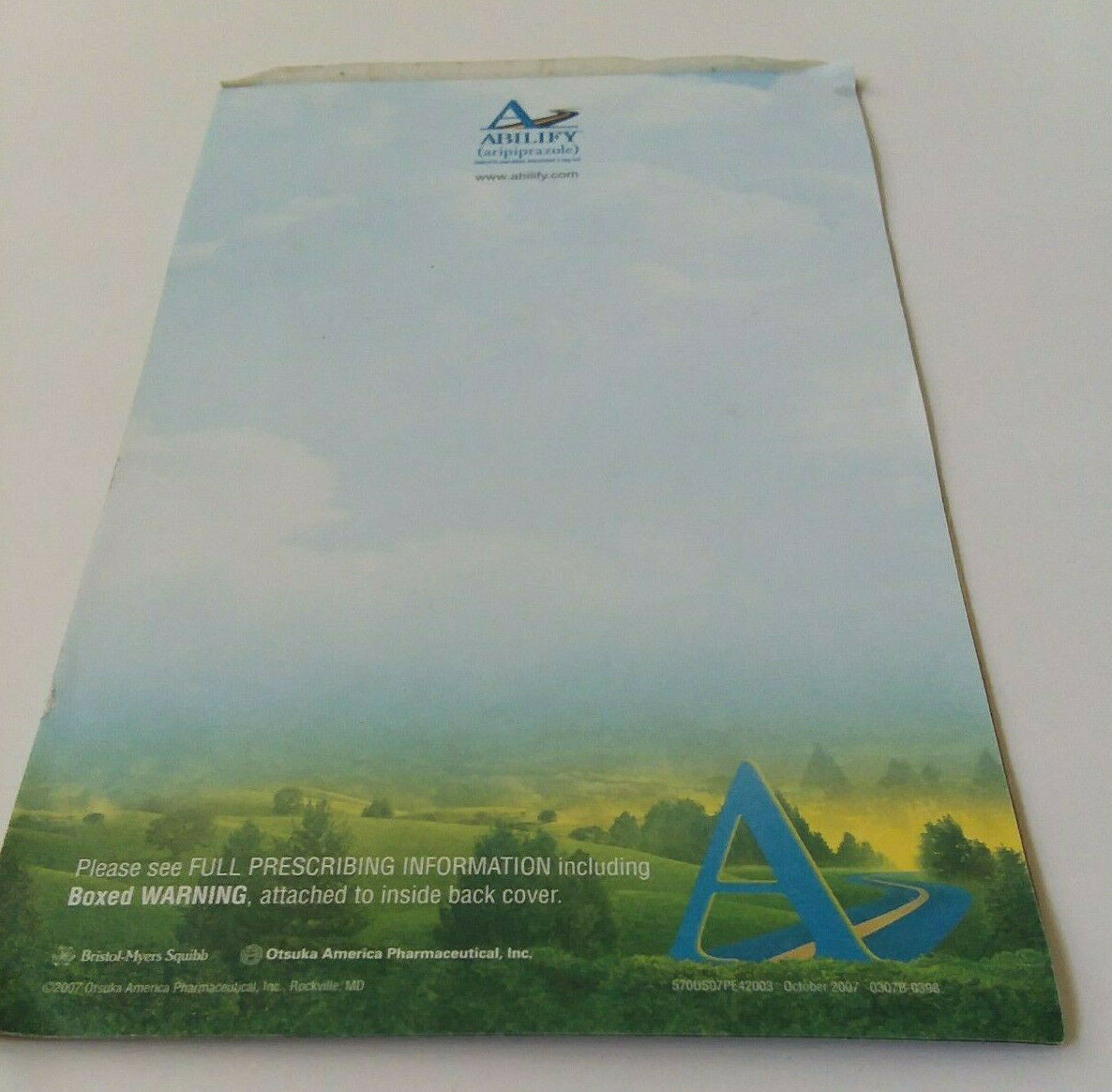 ABILIFY (5 1/2″ X 8 1/2″ Pharmaceutical DRUG REP POST-IT PAD SHEETS WITH BACKING
