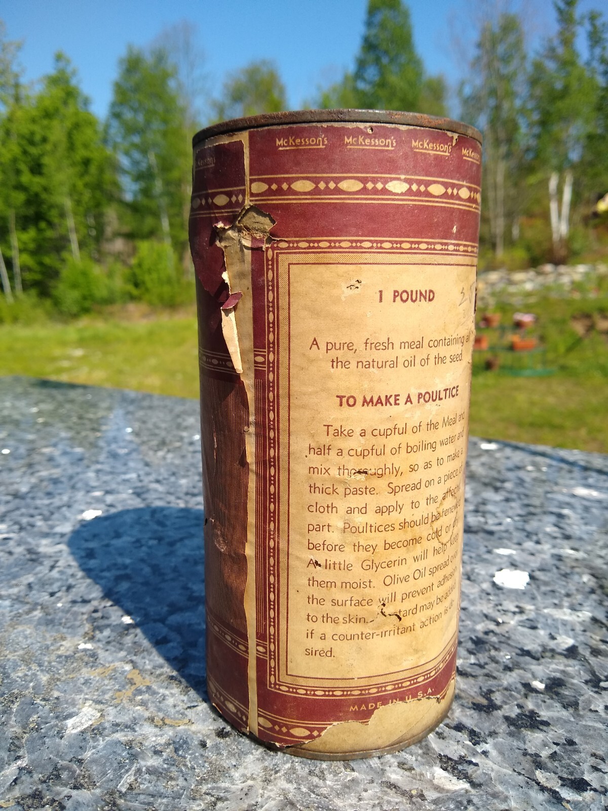 Vintage McKesson’s Flaxseed Meal Can By McKesson & Robbins, Apothecary Medical