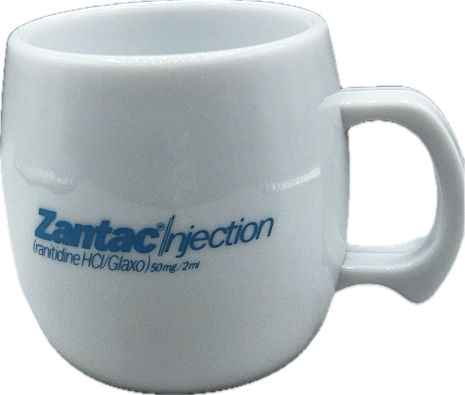 Zantac Injection Coffee Cup Glaxo Pharmaceutical Drug Advertising Plastic Mug