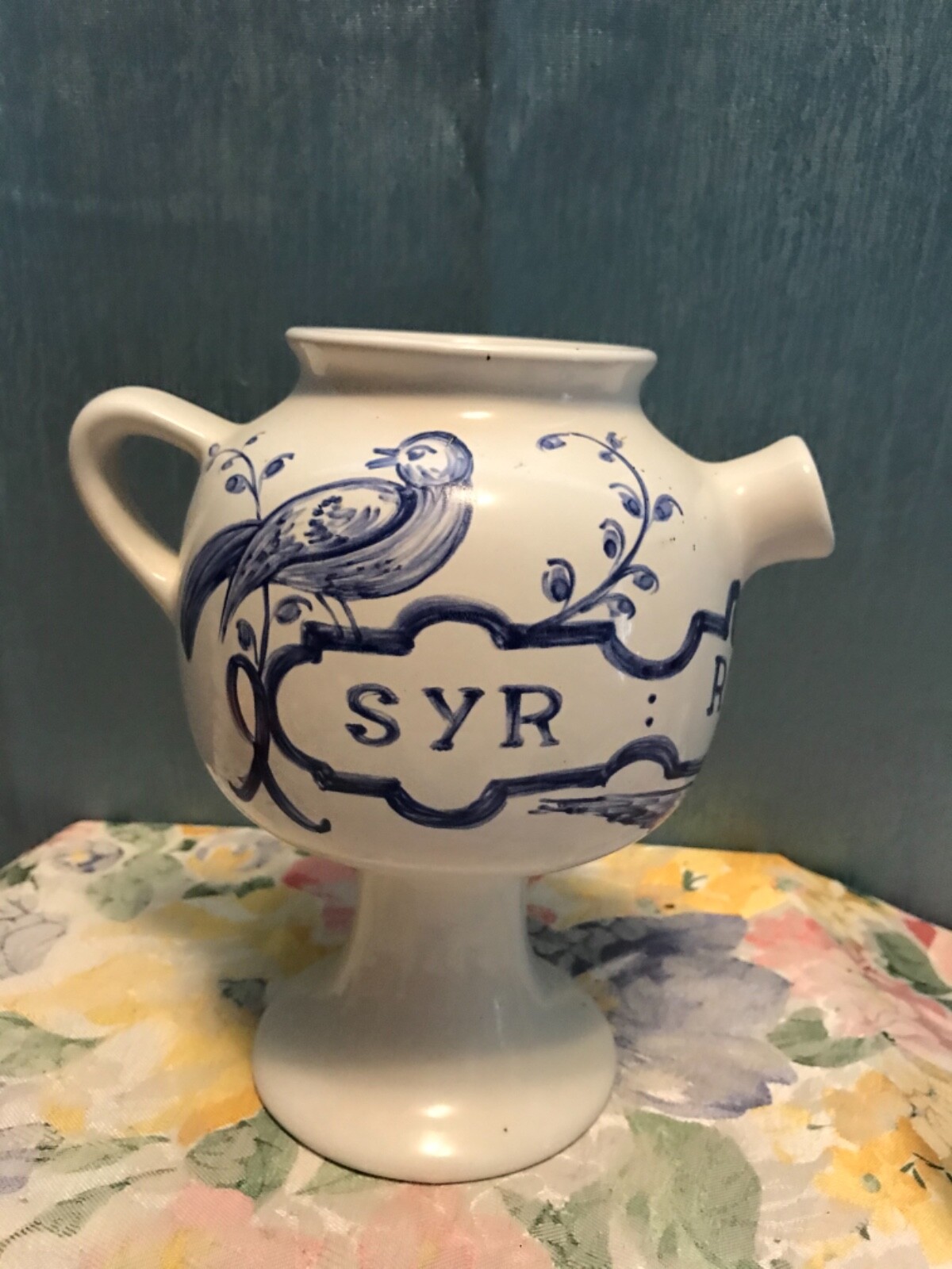 1989 APOTHECARY JAR ~SYR ROSAR SOL~ REPRODUCTION by LILLY PORTUGAL 7.5”