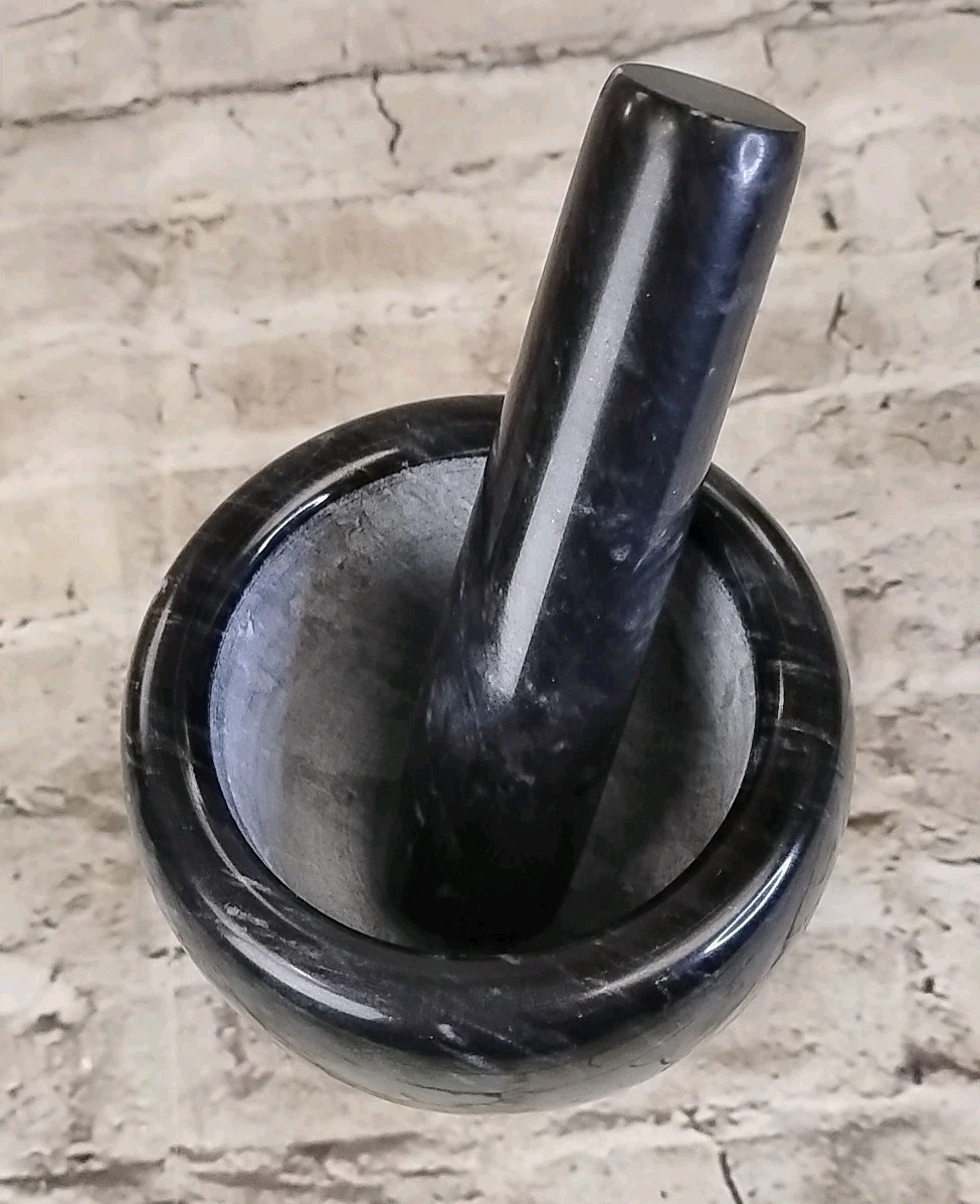 Vintage 1960′ Gray Italian Marble Mortar & Pestle