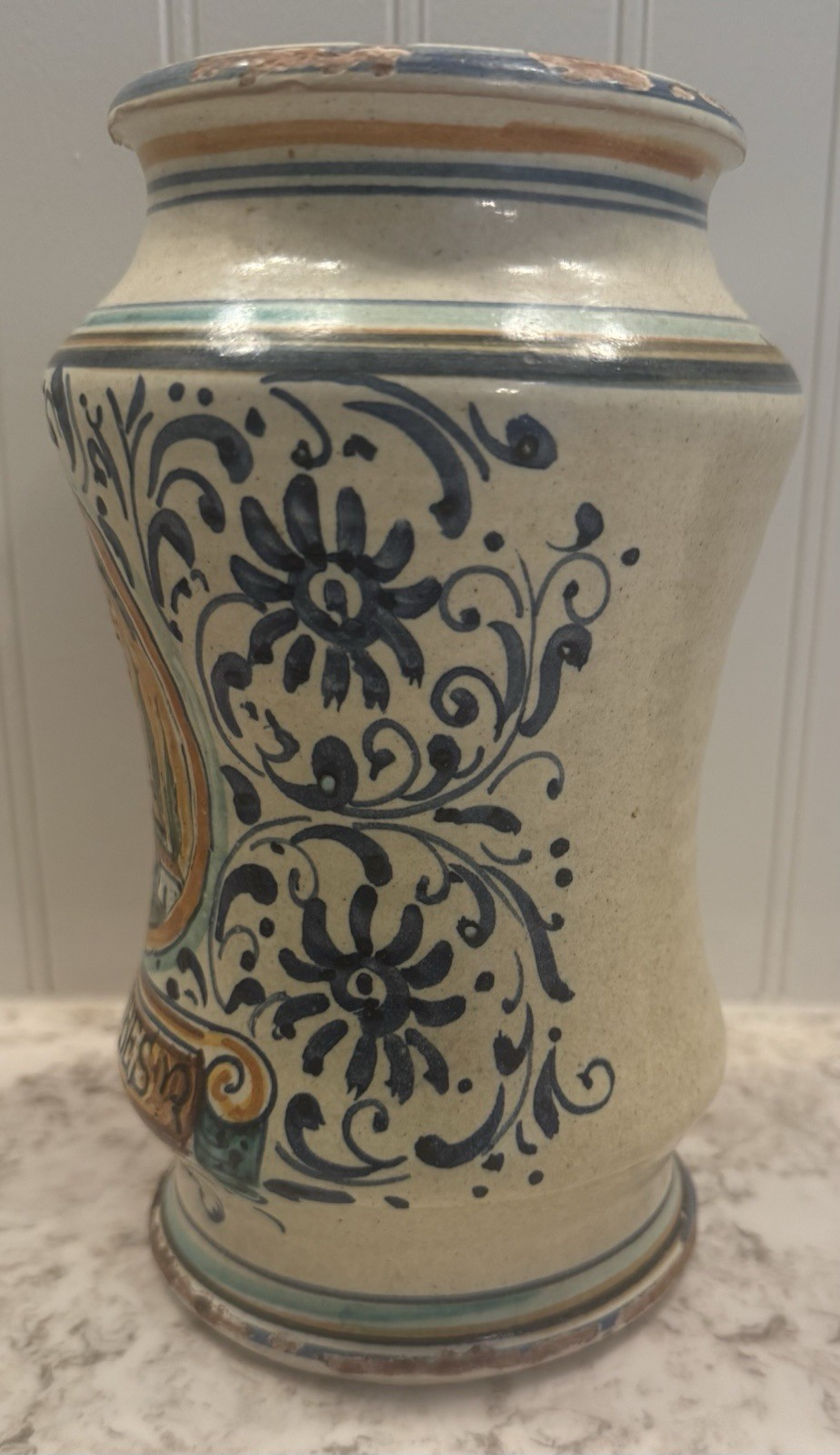 Italian Maiolica Pottery Albarello Pharmacy Drug Jar