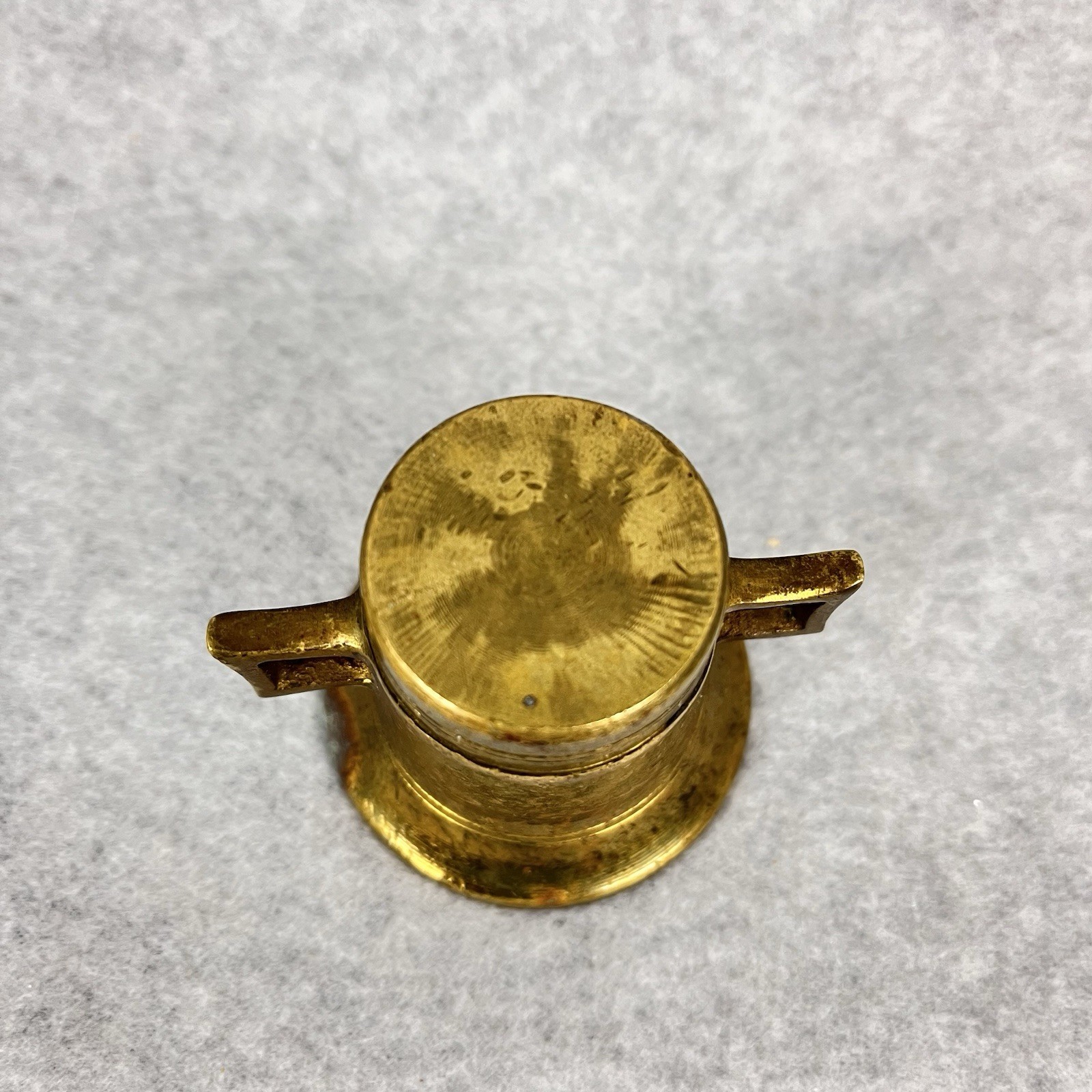 Vintage Small 2″ Tall Brass Mortar with Handles & 3″ Pestle