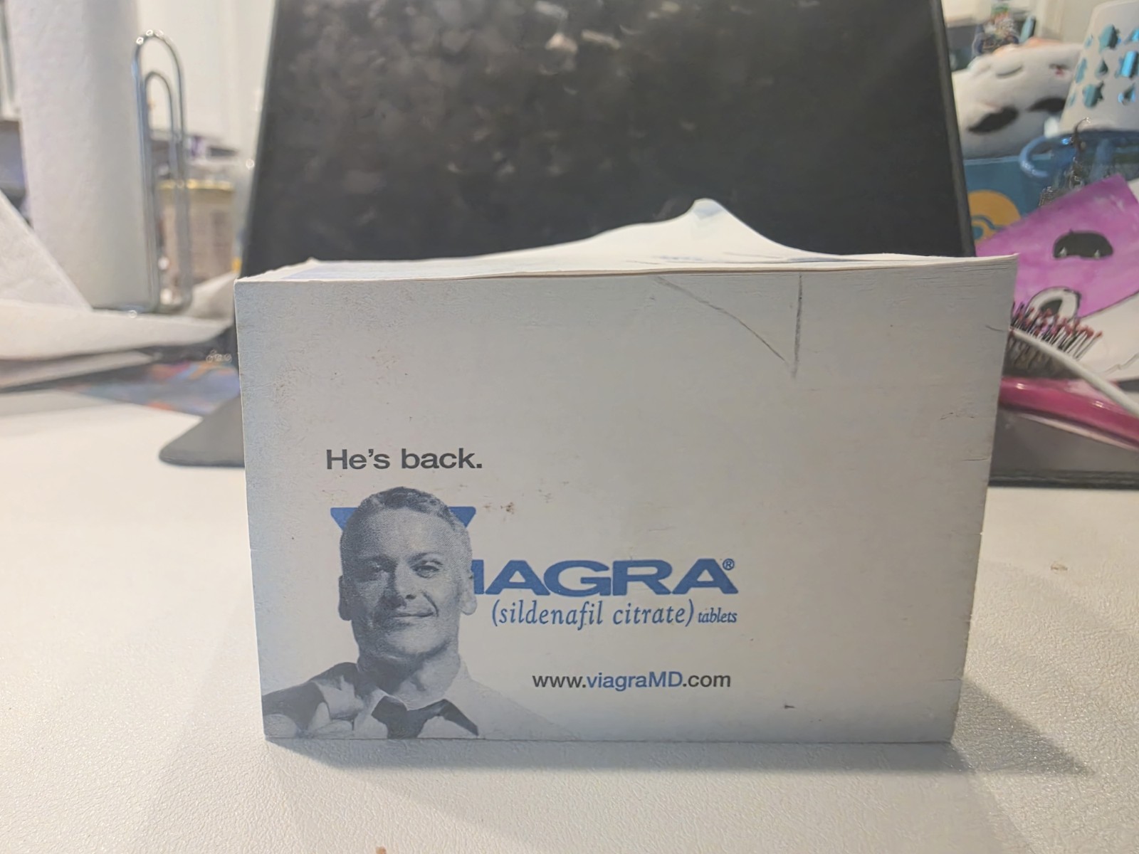 “He’s back.” Viagara Sticky Notepad Advertising Desk Office Supply (used) 2005