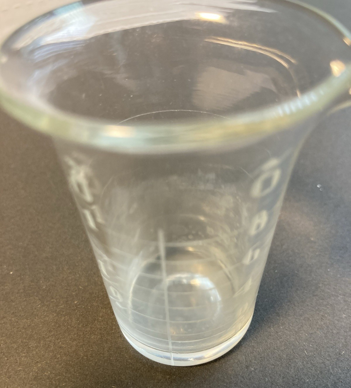 Vintage Beaker- 1 fl. ounce to 8 fl. dram Glass Apothecary with Measuring Spout