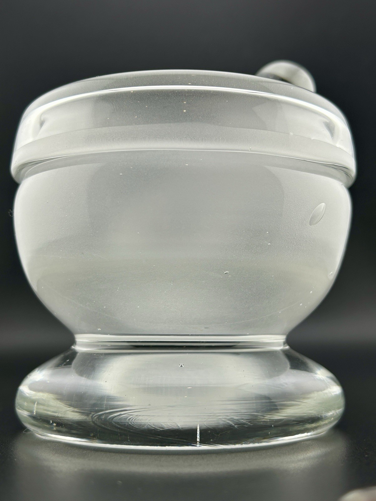 1940s Heavy Hand Blown Clear Glass Apothecary Mortar Pestle Pontil Pharmacy VTG