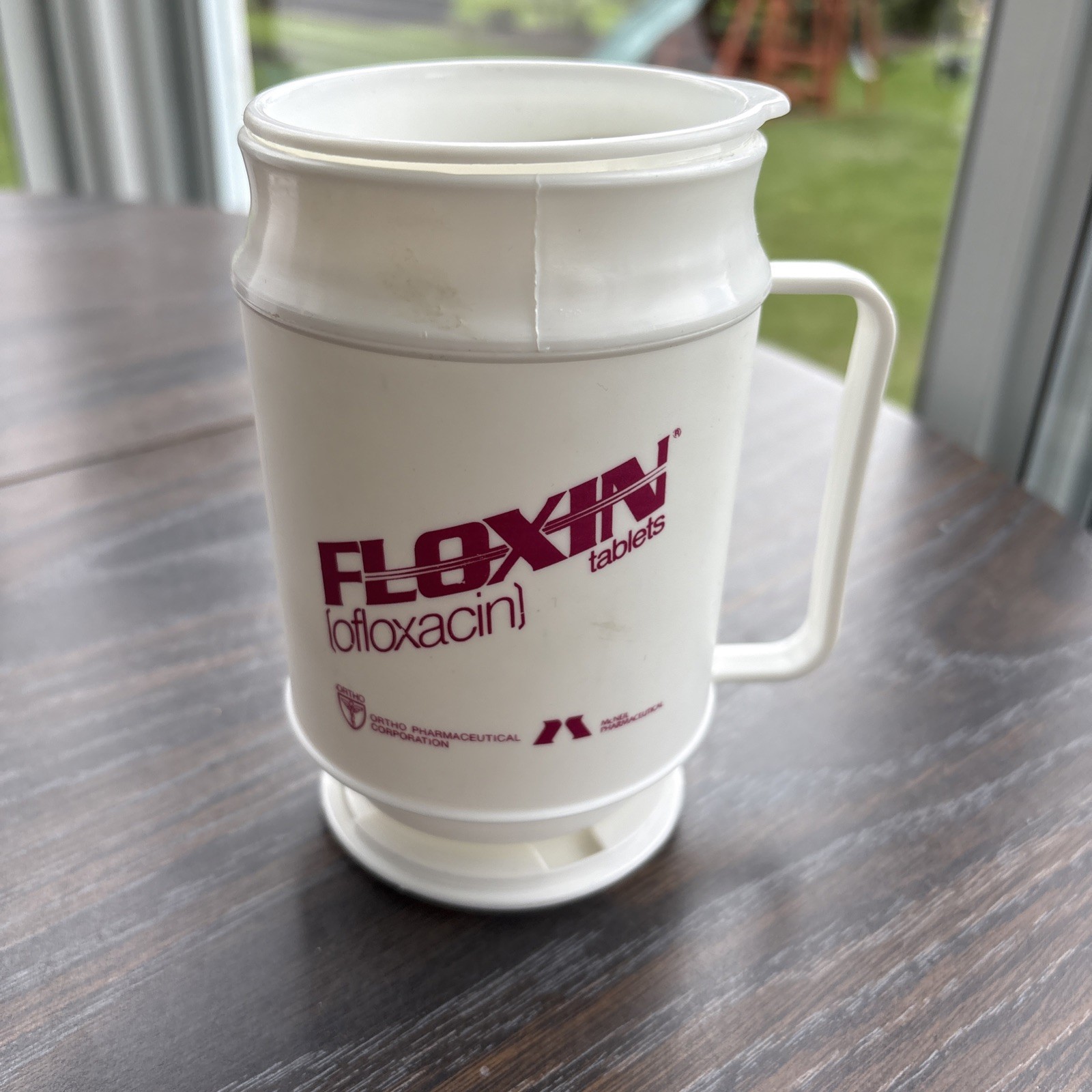 Floxin Pharmaceutical Giveaway Plastic Mug. Never Used