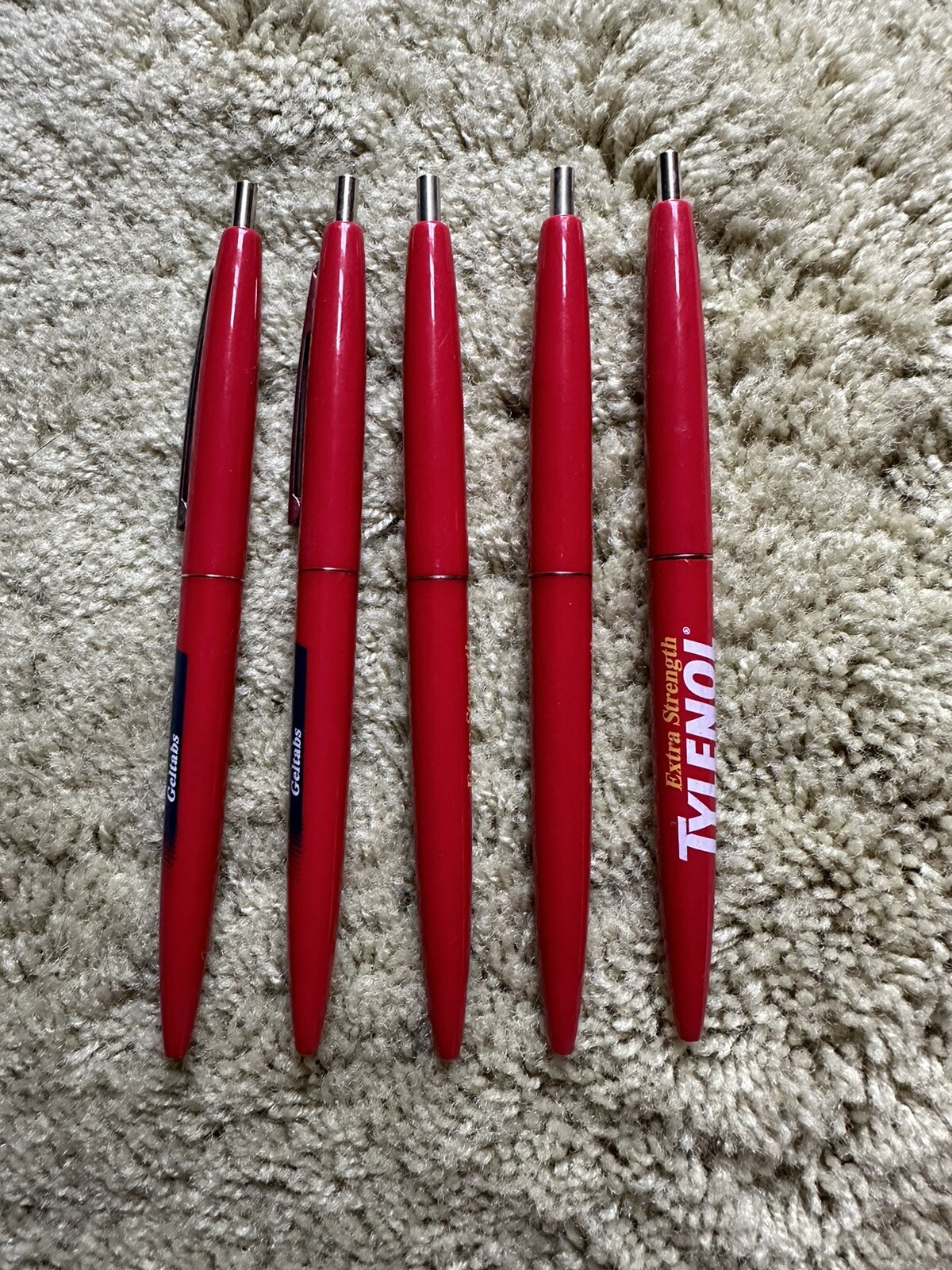 Tylenol Geltabs Drug Rep Pharmaceutical Promo Advertising BIC Clic Pens Lot Of 5