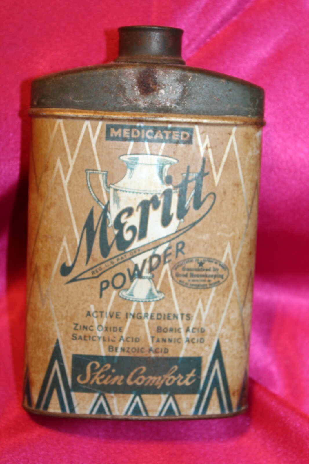 Meritt Powder Old Vintage Medicated Skin Comfort Container Tin 2 Oz. Made in USA