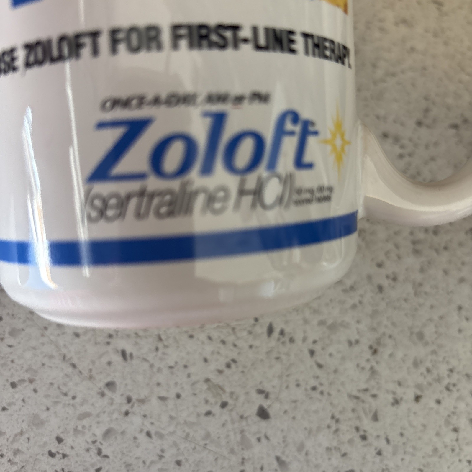Zoloft First-Line Therapy Coffee Mug Pharmaceutical Promo Rep Advertising Pfizer
