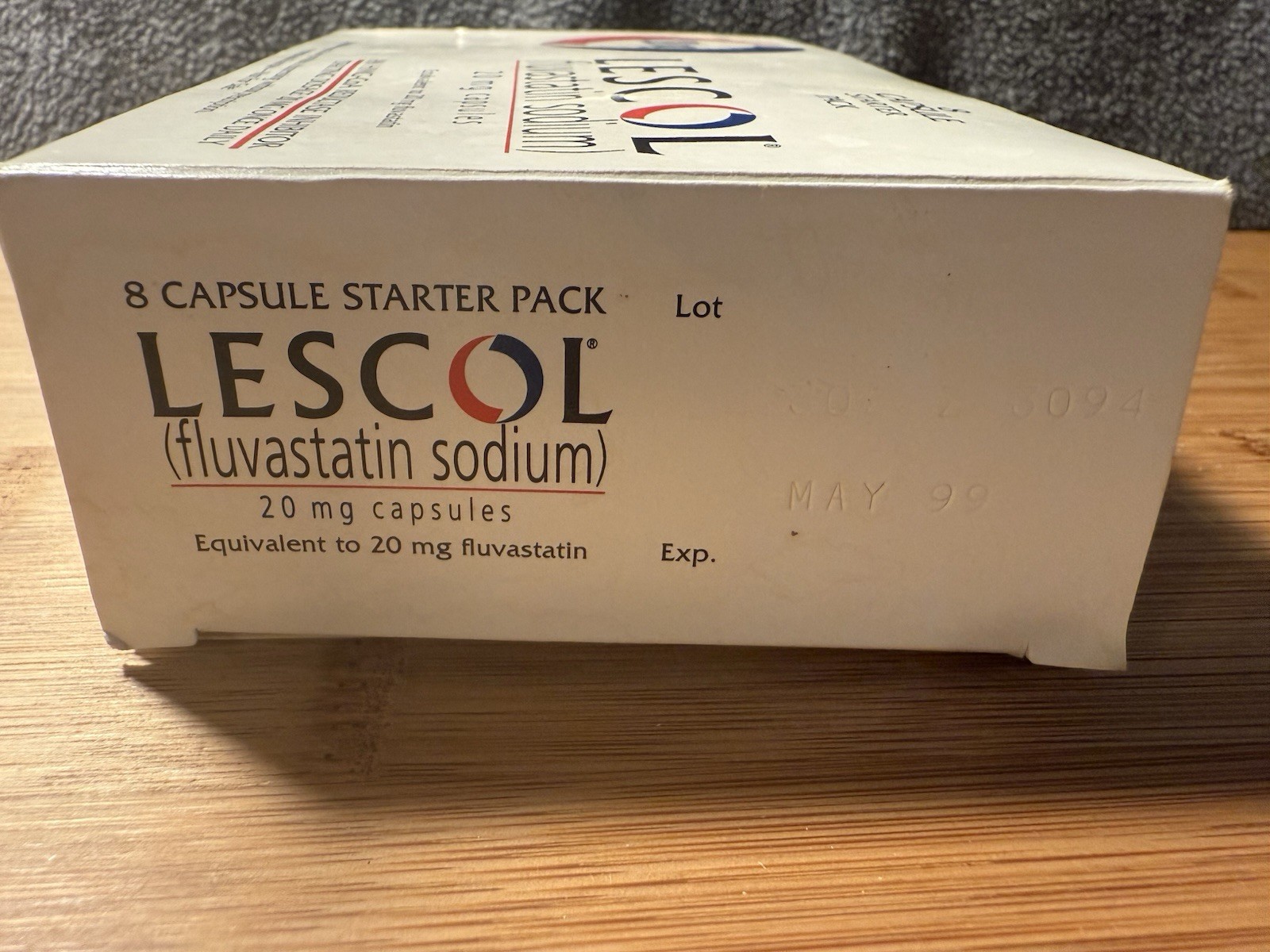 Original LESCOL 20 mg prescription EMPTY BOX ONLY by Sandoz – Pharma /Ephemera