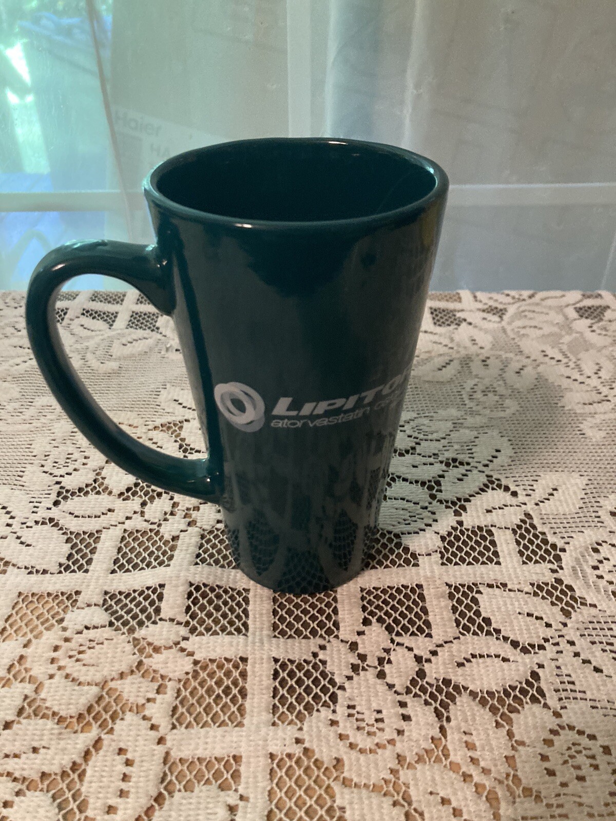 Pfizer Lipitor Drug Rep Gift Doctor Nurse Office Coffee /Tea Cup Forest Green