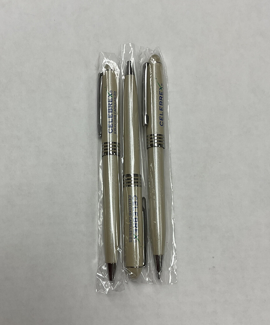 Lot of 3 Celebrex Drug Rep Pharmaceutical Metallic Advertising Promo Clicker Pen
