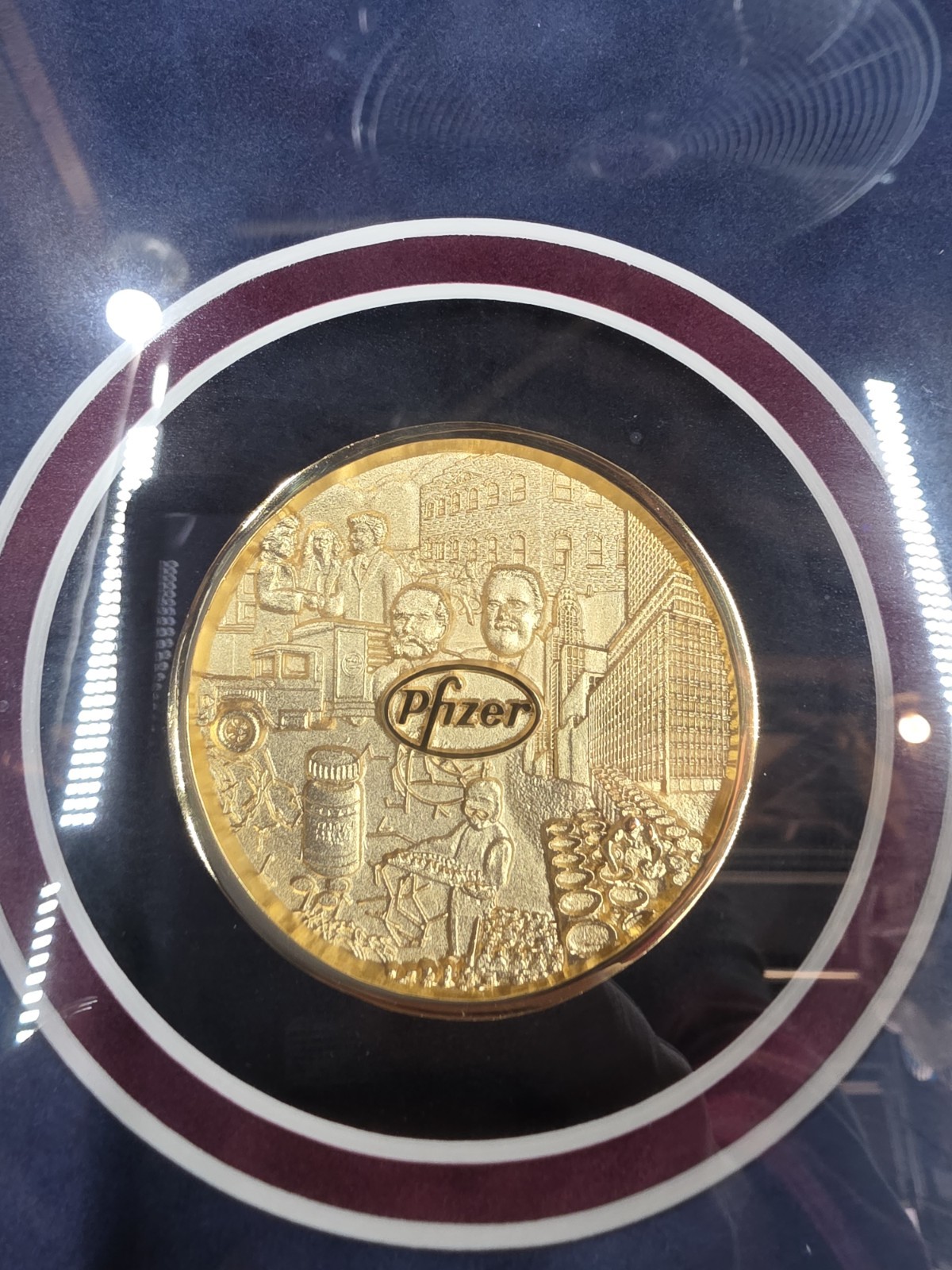 Pfizer Drug Company Framed Plaque Award Rare Pharmaceutical Collectible