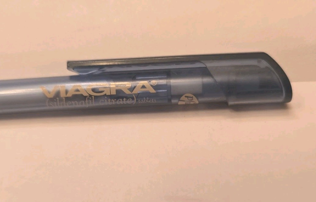 Viagra Plastic Translucent Blue Pen Pharmaceutical Drug Rep Promo WRITES