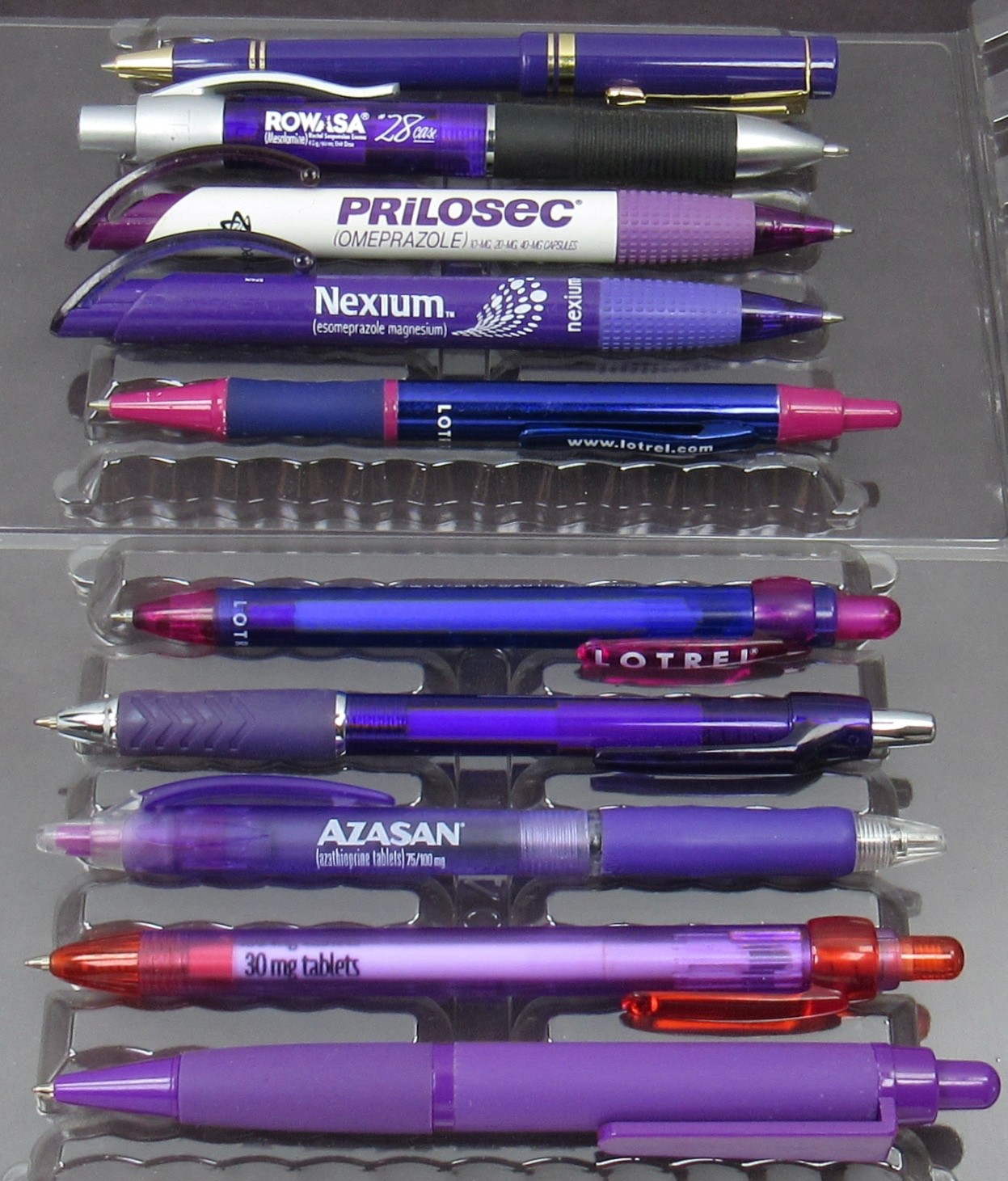 Drug Rep Lot 10 PENS Shades of Purple Pharmaceutical Promo Medical Advertising