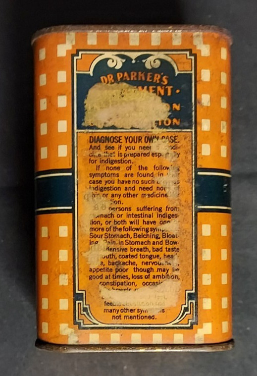 Old Advertising Medicine Tin Dr Parker’s Treatment Parker Medicine Co Cincinnati