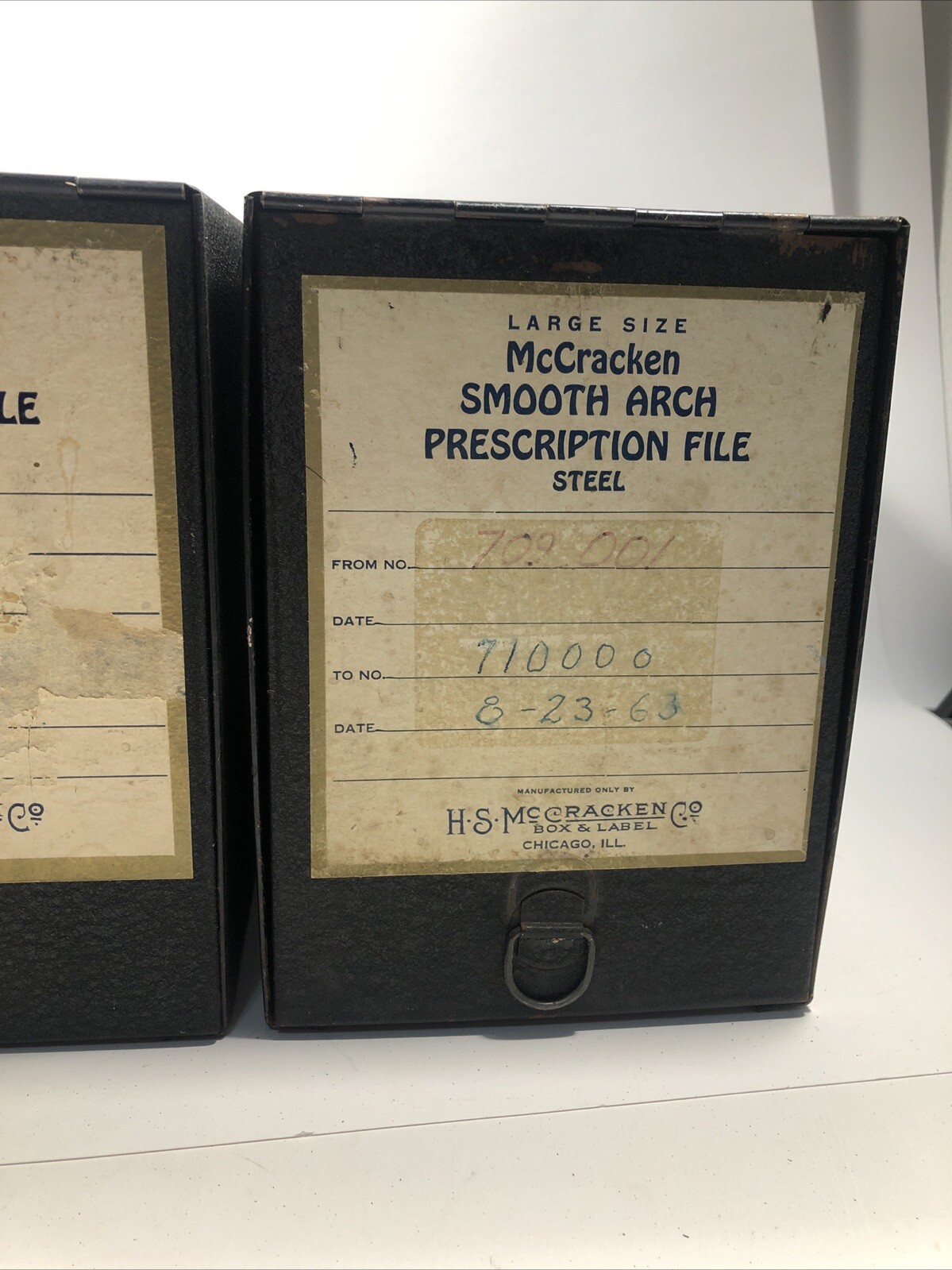 Vintage McCracken Metal File Pharmacy Prescription Box Industrial Rx Lot 3 Blk