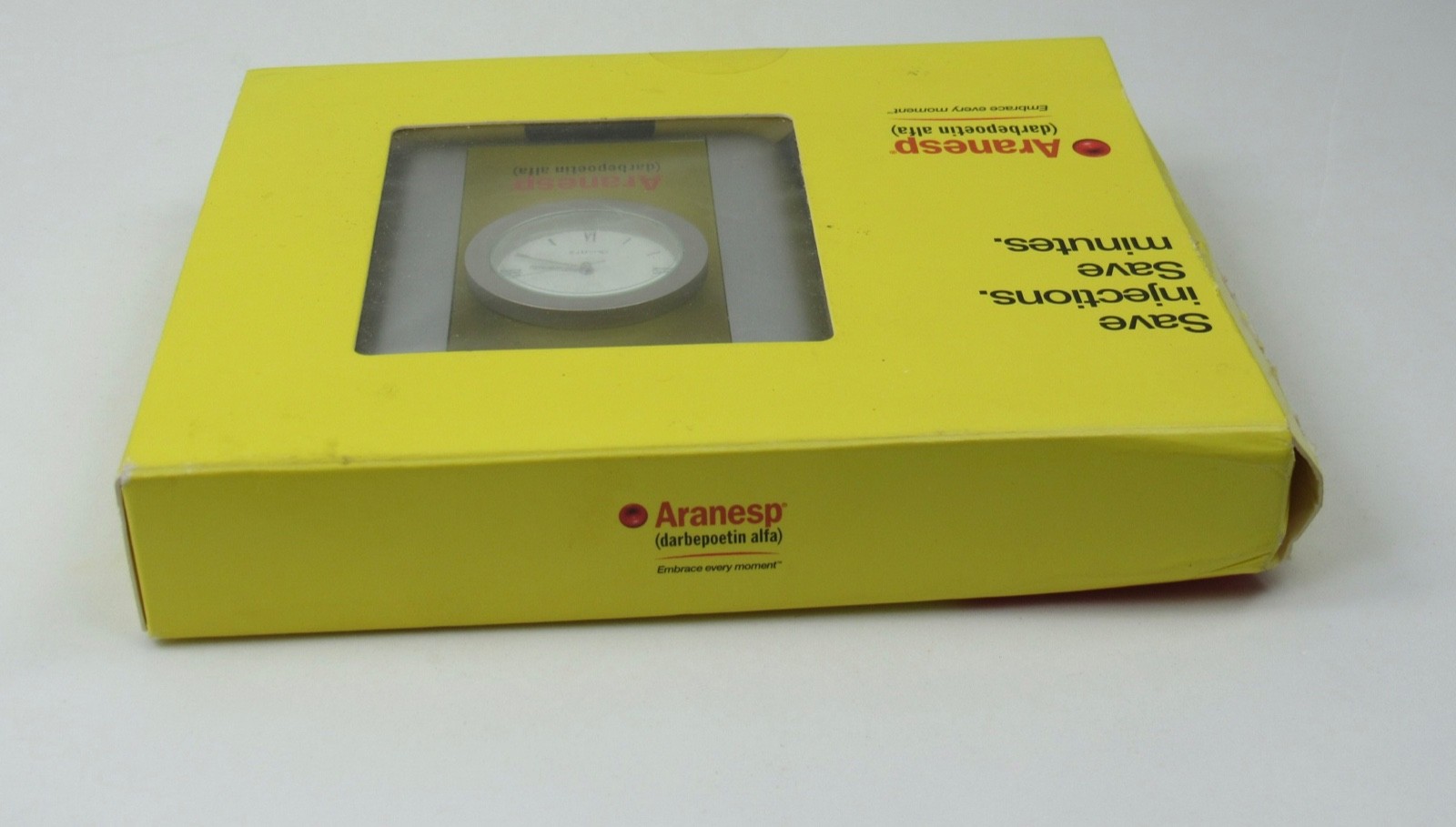 Rare Aranesp Desk Clock Drug Rep Pharmaceutical Promo In Original Box w/ Inserts
