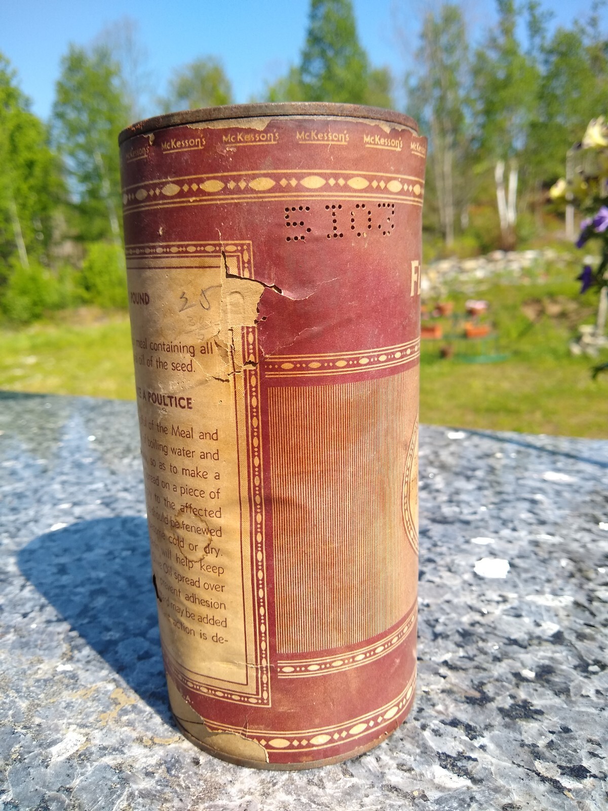 Vintage McKesson’s Flaxseed Meal Can By McKesson & Robbins, Apothecary Medical
