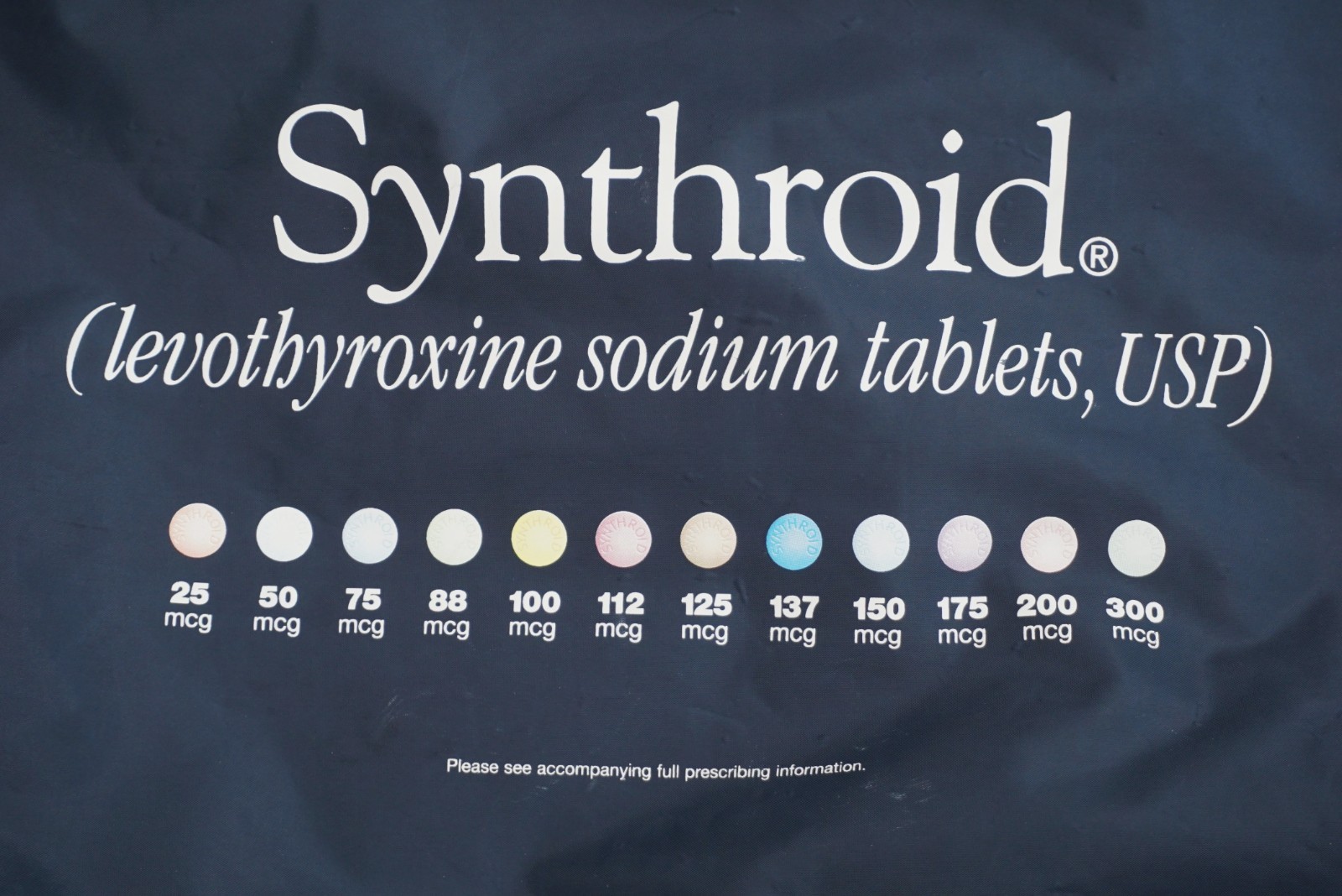 VTG Synthroid Tabs Tote Bag w/Zipper Handles & Pocket Drug Rep Promo 24″ x 24″