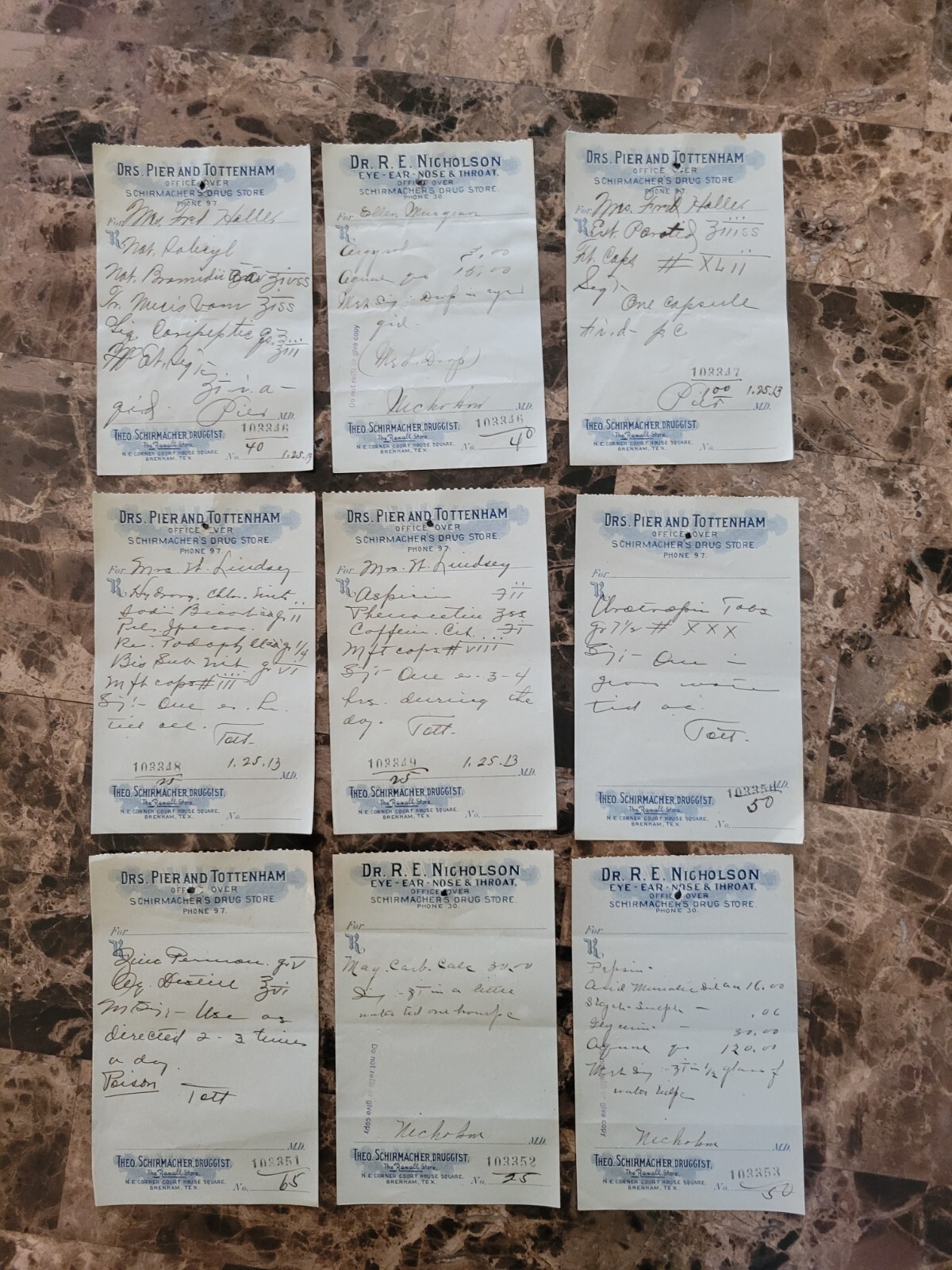 File box & 101 antique prescriptions (1913) – Codeine, Anodyne, Poisons