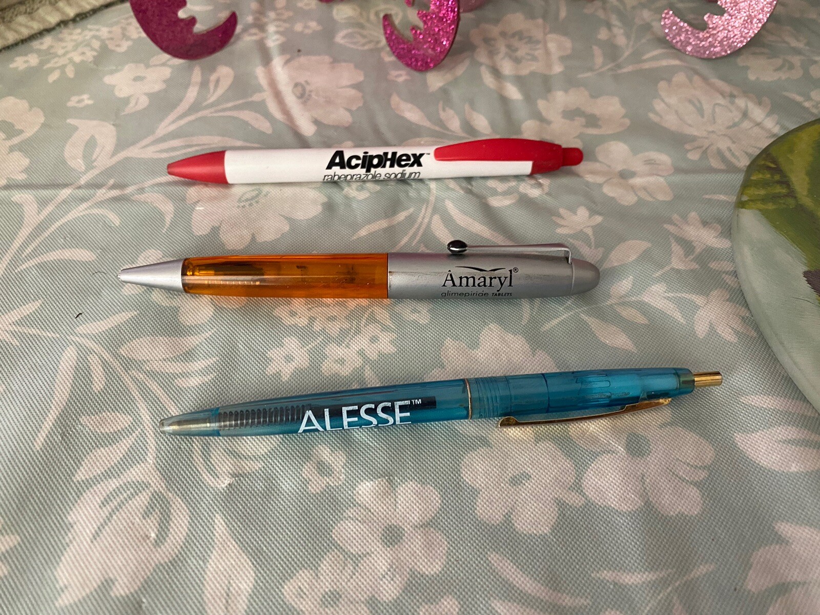 3 Drug Rep Pharmaceutical Pens, ink dry, aciphex needs replacement unit