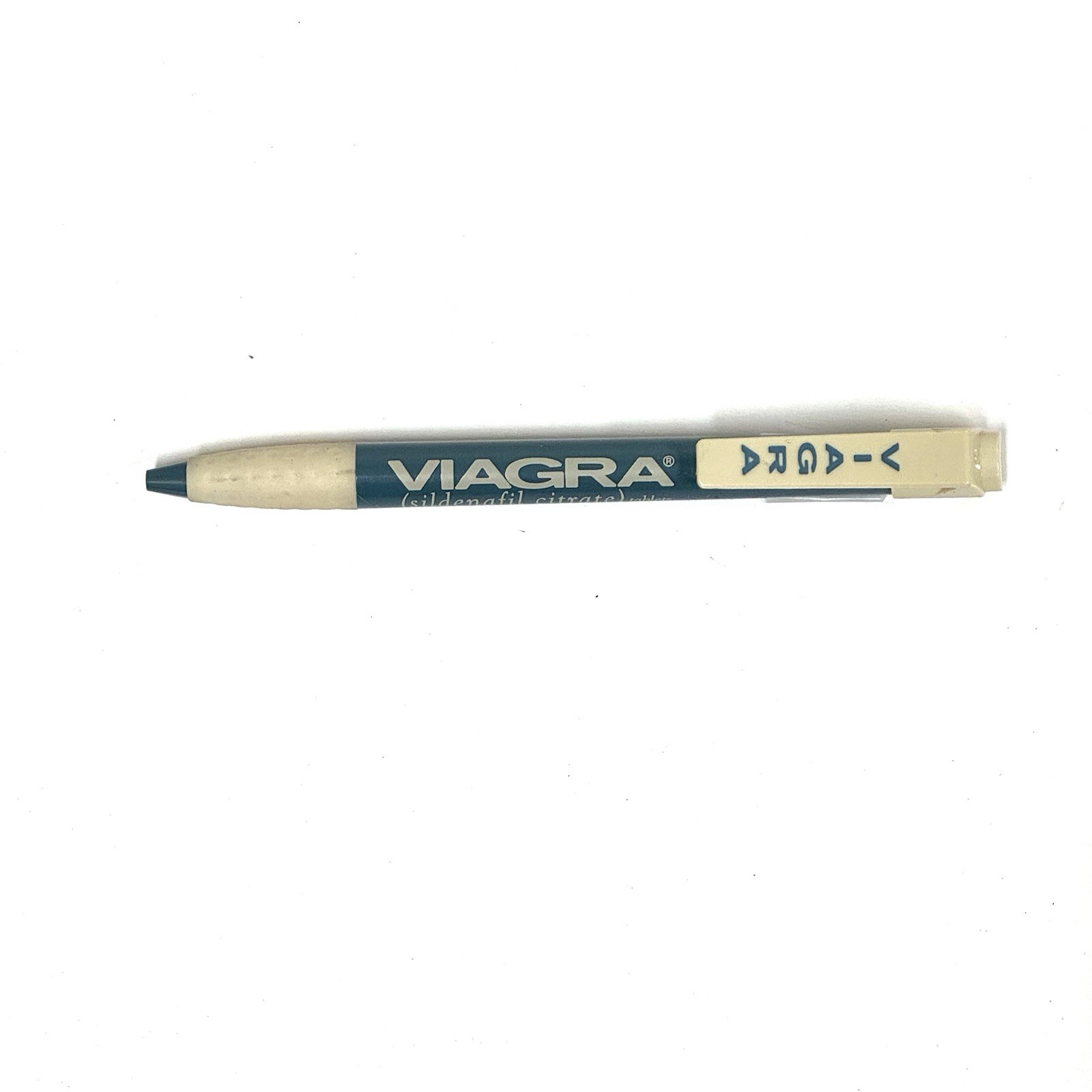 Vtg VIAGRA Drug Rep Click Pen Plastic Blue & Cream Pharmaceutical Pfizer Promo