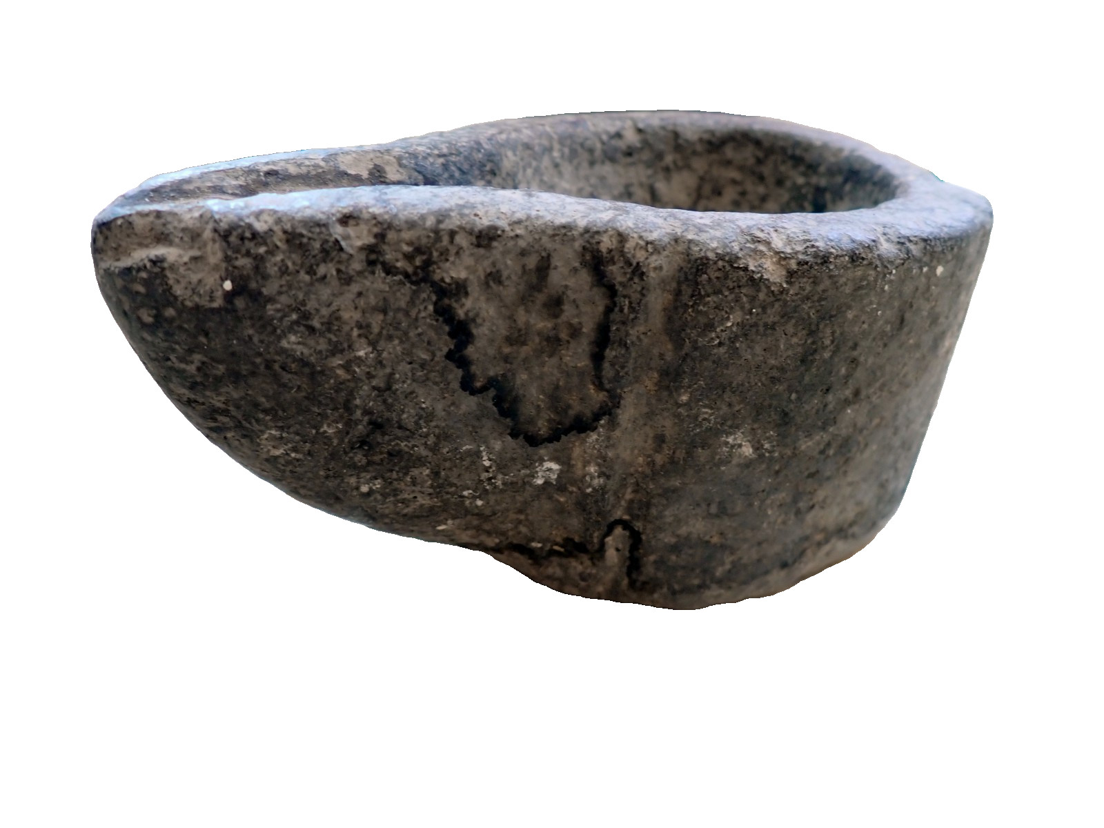 Old Stone Mortar Oil Lamp India Carved Stone