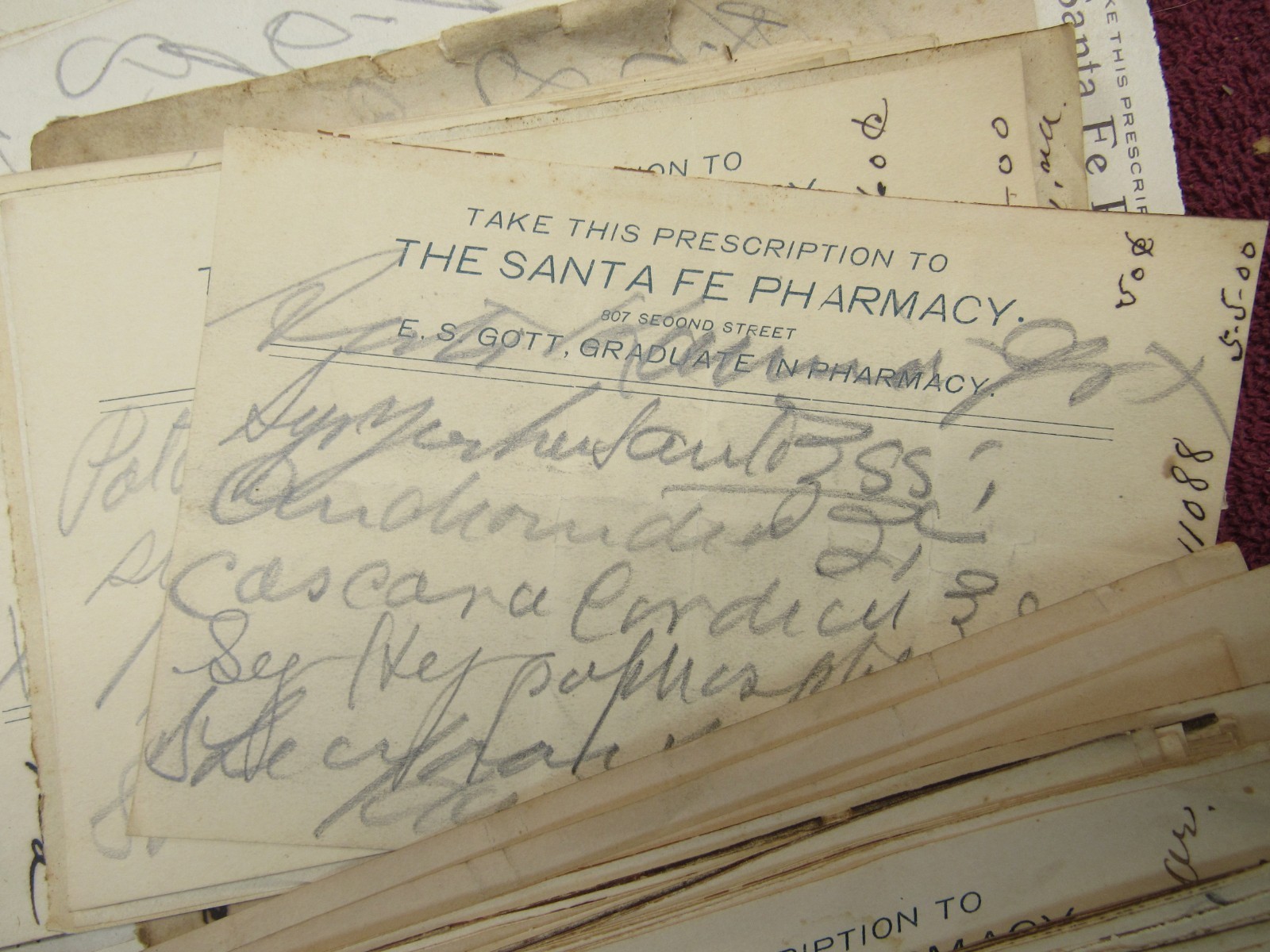 Lot Vintage Santa Fe Pharmacy RX Prescription Slips 1890’s-1910’s Ft. Madison IA