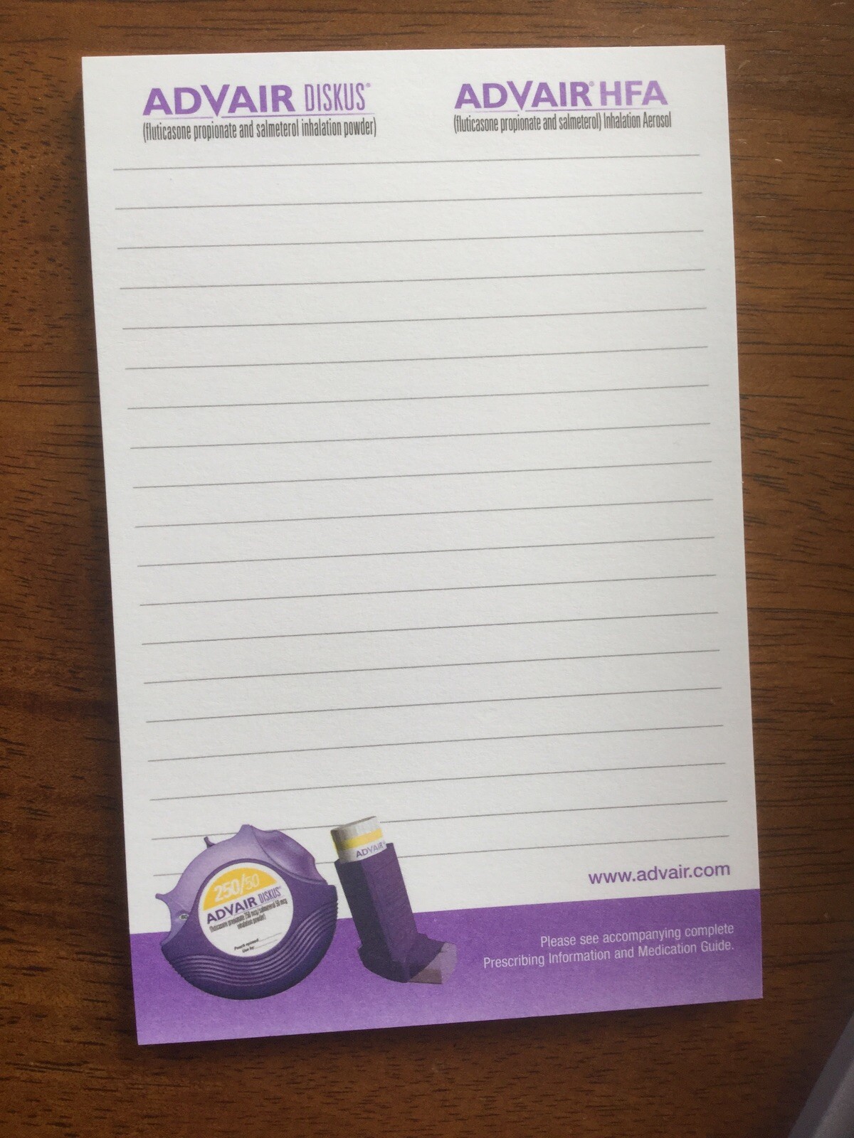 Lot Of 2 Vintage Advair Sticky Note Pads Drug Rep Swag Pharmaceutical Advair