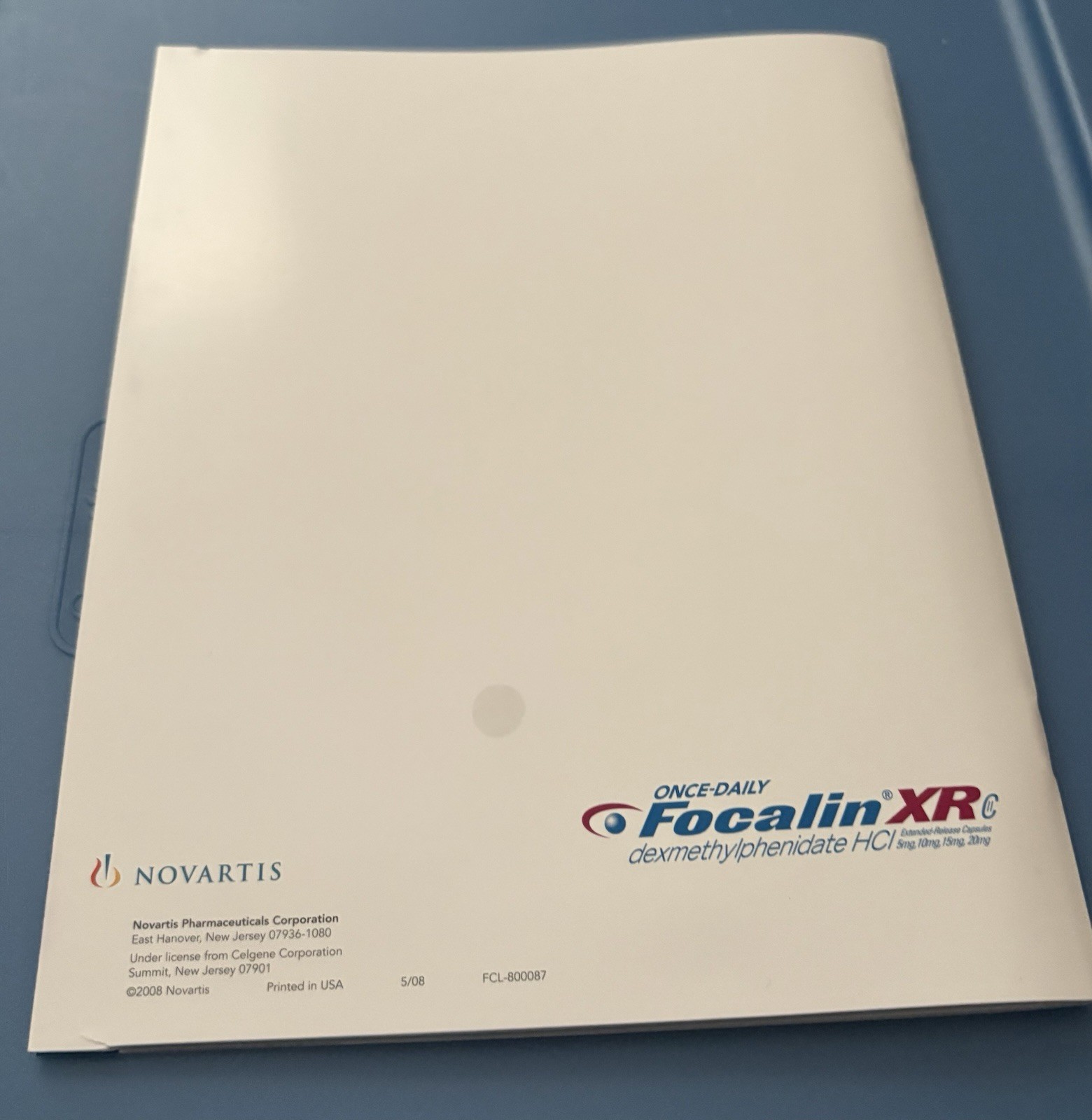 Vintage Focalin XR 9 piece Patient Starter Info Kit Pharmaceutical Rep 2007