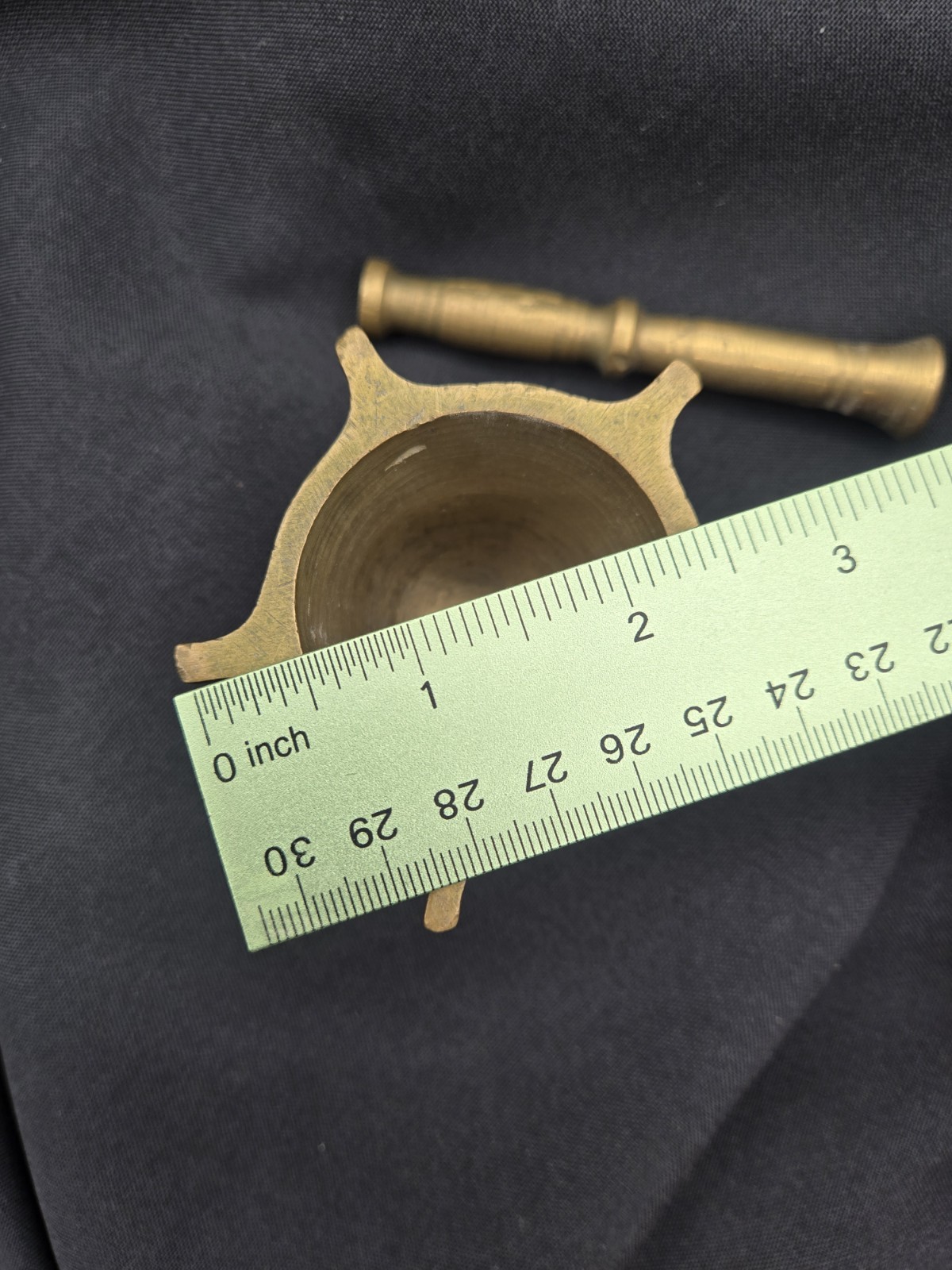 Vintage Solid Brass Mortar And Pestle, 2 X 2.75 And 3.75Inches