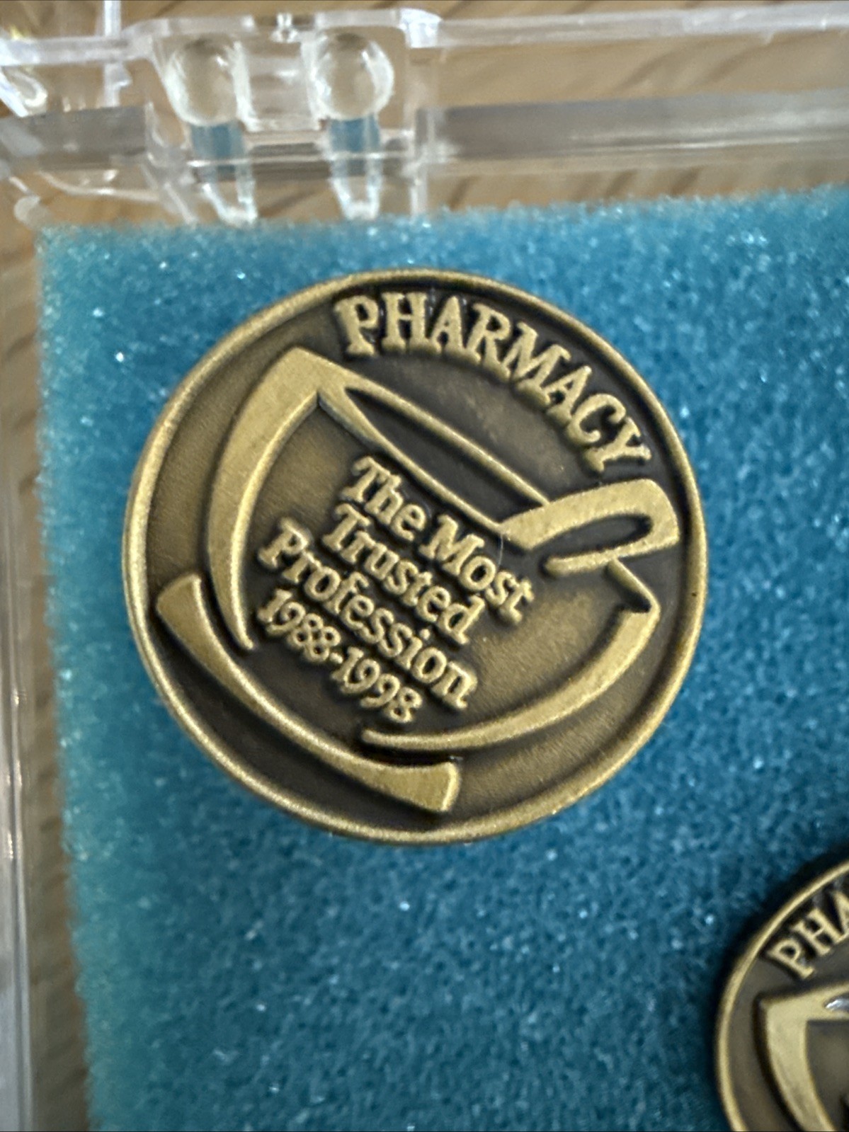 Pharmacy Most Trusted Profession 1988-1998 Metal Cuff Links + Lapel Pin. Gift.