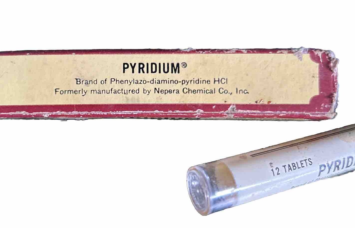 PYRIDIUM, ANTIQUE VIAL WITH PILL CONTENTS- Warner- Chilcott – 12 TABLETS- RARE