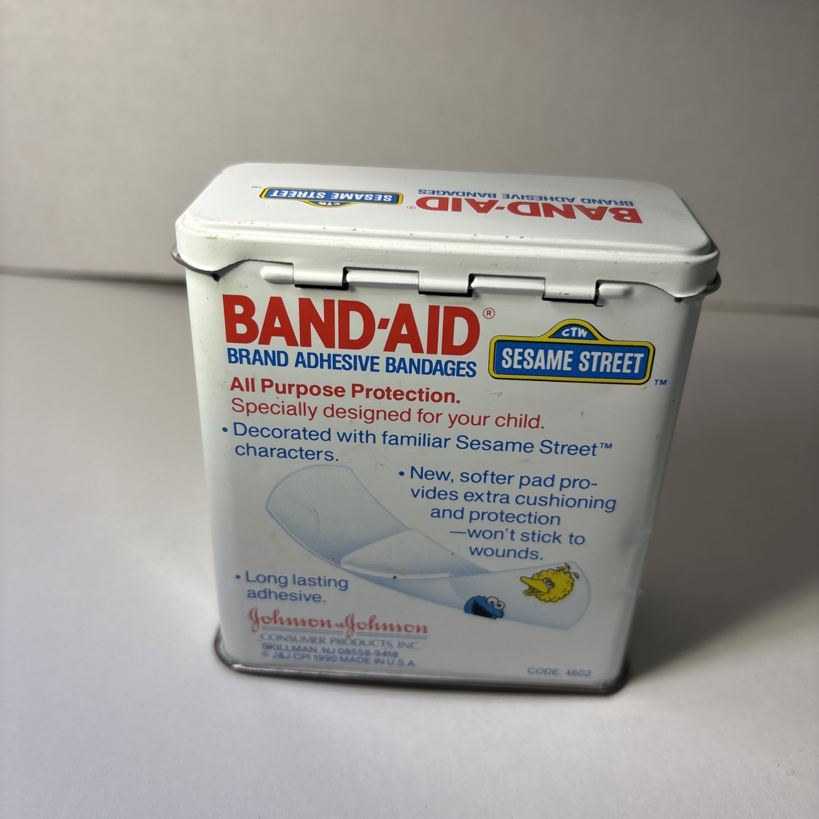 Vintage Johnson & Johnson Sesame Street Band-Aid Big Bird Tin Empty