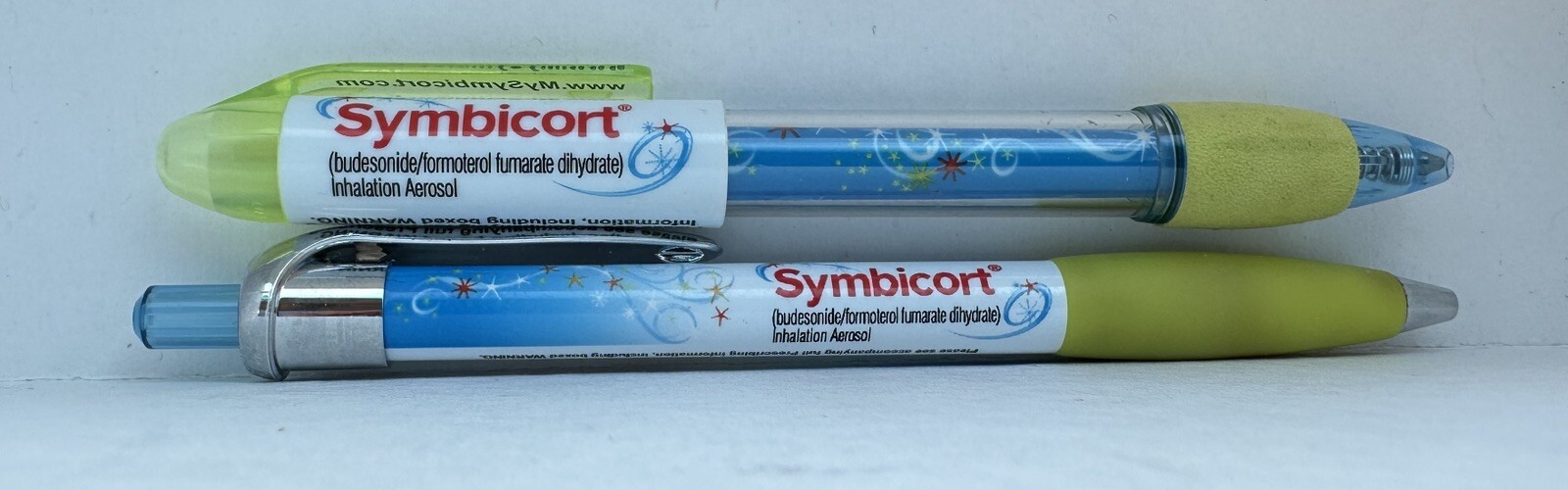 Lot Of 2 SYMBICORT Drug Rep Advertising Pharmaceuticals Collectable Pens Pharma