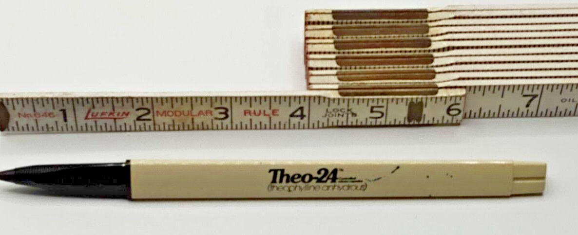 THEO-24 THEOPHYLLINE ANHYDROUS Pharmaceutical Drug Rep Pen Vintage Retro Rare