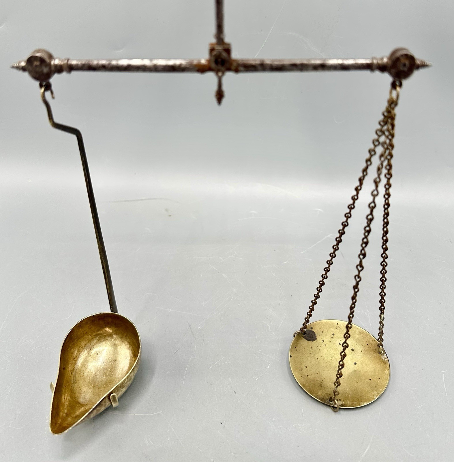 Early 19th Century Apothecary Spice Gem Balance Scales Handheld Brass & Steel
