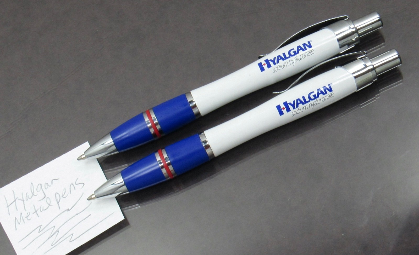 Hyalgan Lot 2 Metal Clad PENS Drug Rep Pharmaceutical Promo Medical Advertising