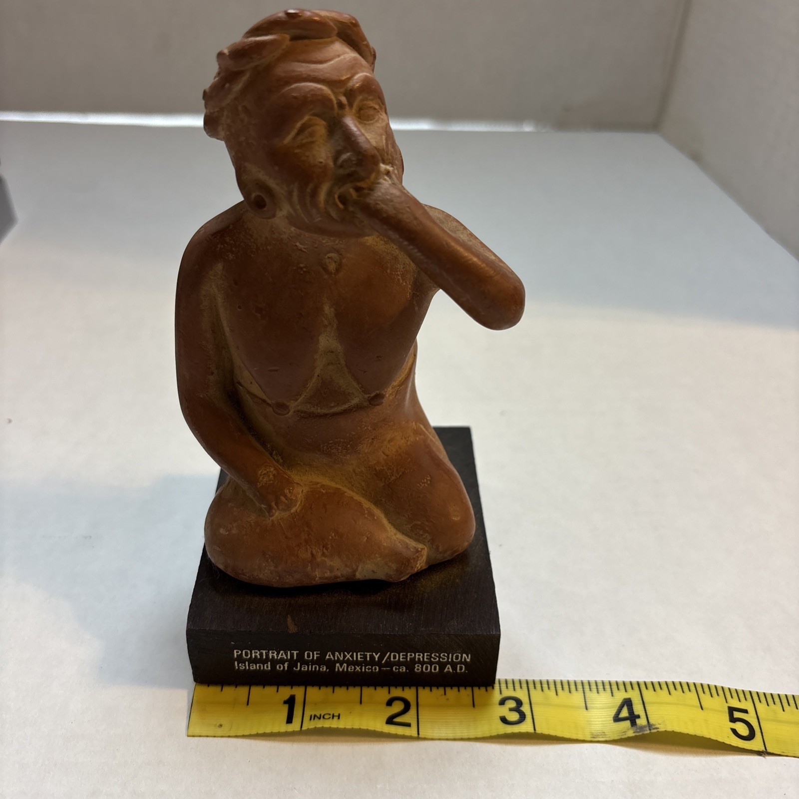 Vtg Portrait Of Anxiety/Depression Etrafon Promo Clay Figurine Mexico ca 800 AD