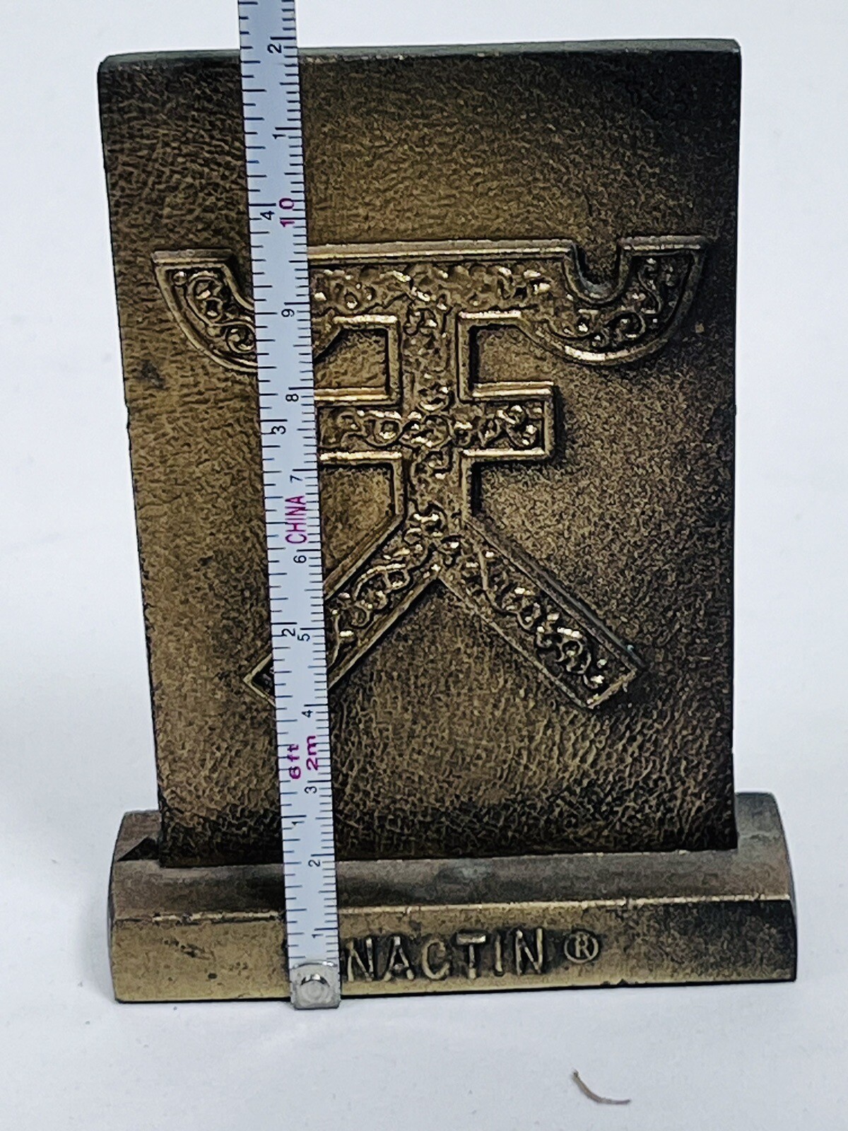 Vintage Pharmacy Brass Paperweight Tinactin Promotion Advertising Symbol