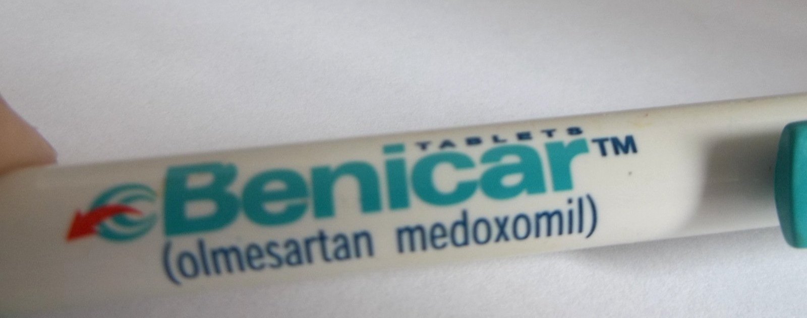 Benicar Olmesartan Medoxomil Promo Pen – Teal/White – Ridged Grip