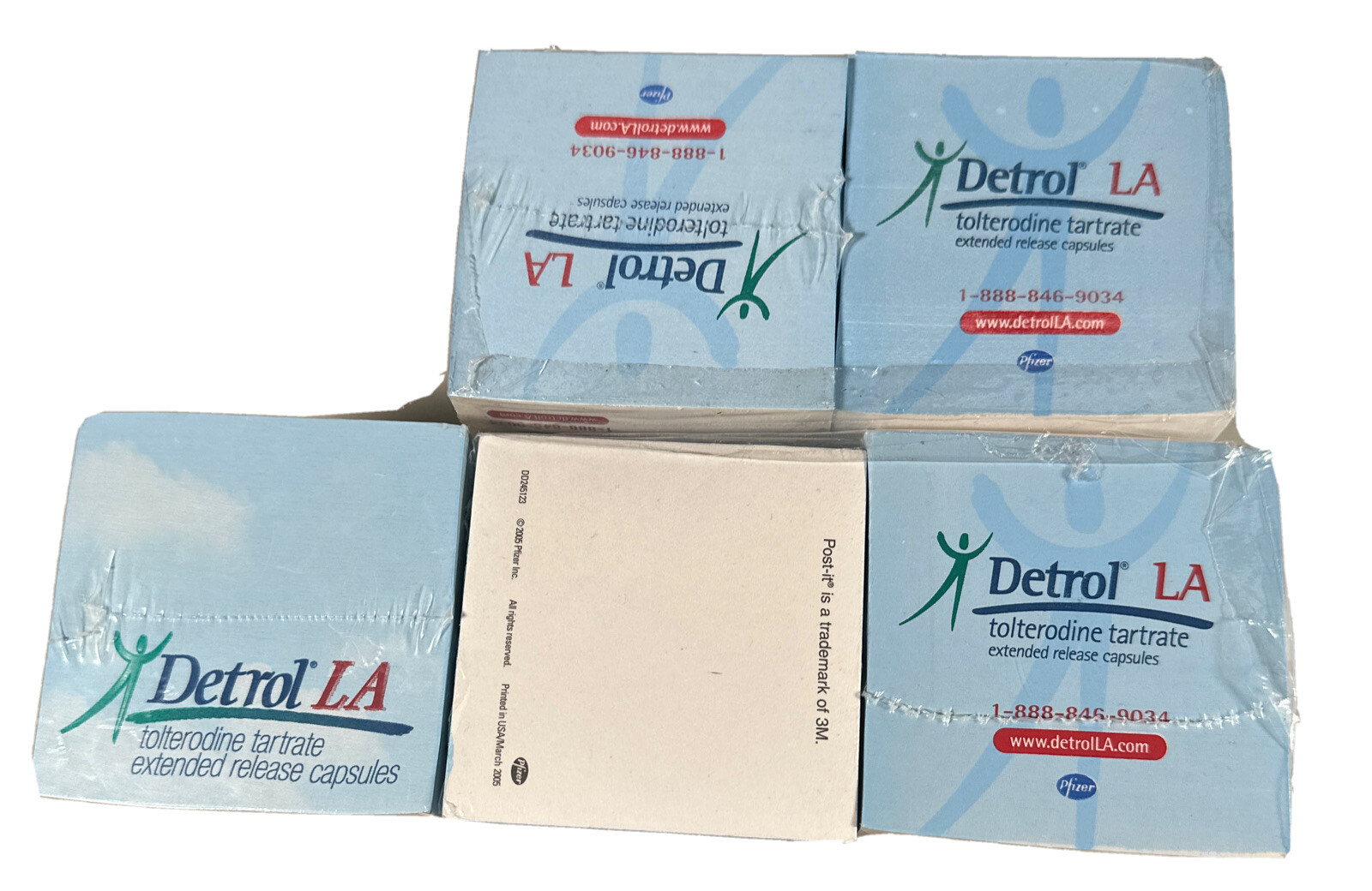 5 Detrol LA 3x3x3” Note Pad Post It Drug Rep Pharmaceutical Promo SEALED 2003/05