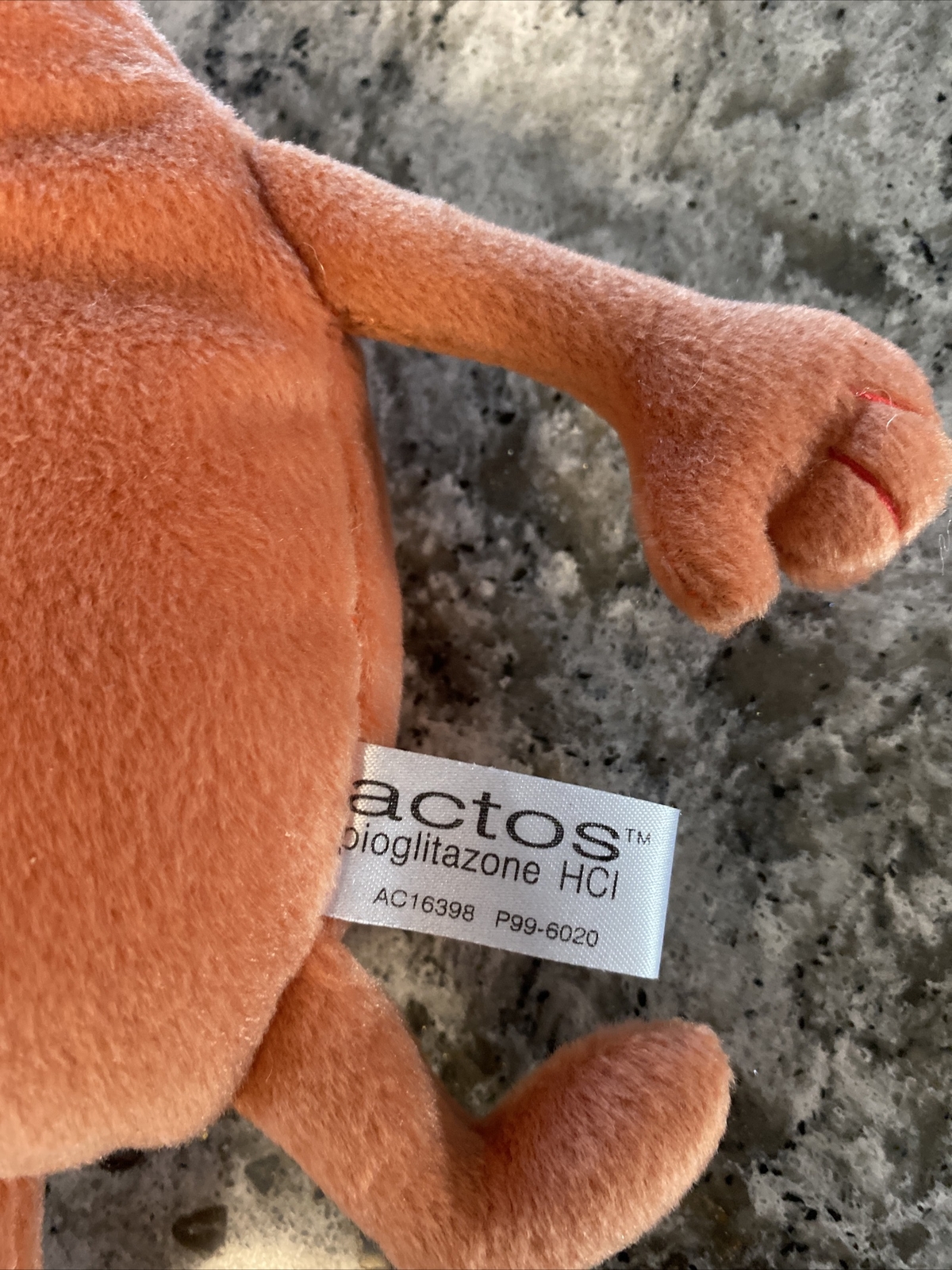 KIDNEY ACTOS PIOGLITAZONE 7″ Plush beanie Medical advertising Rep Diabetes